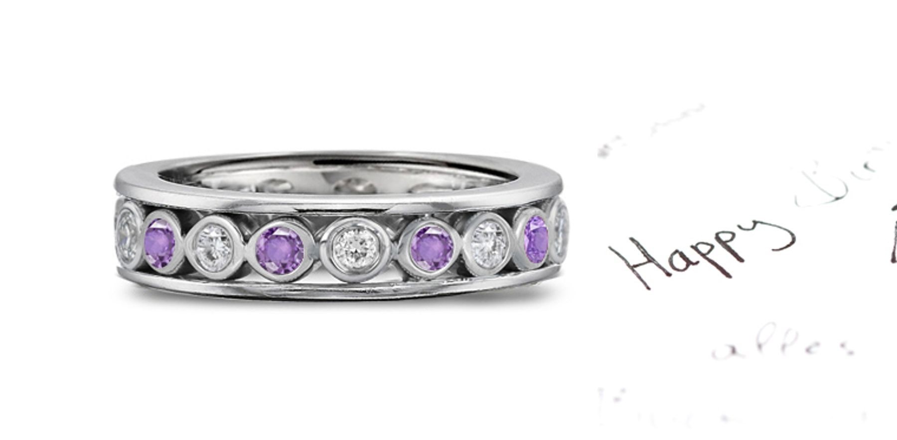 Amazing: Sparkling Glittering Purple Sapphire Diamond Eternity Band
