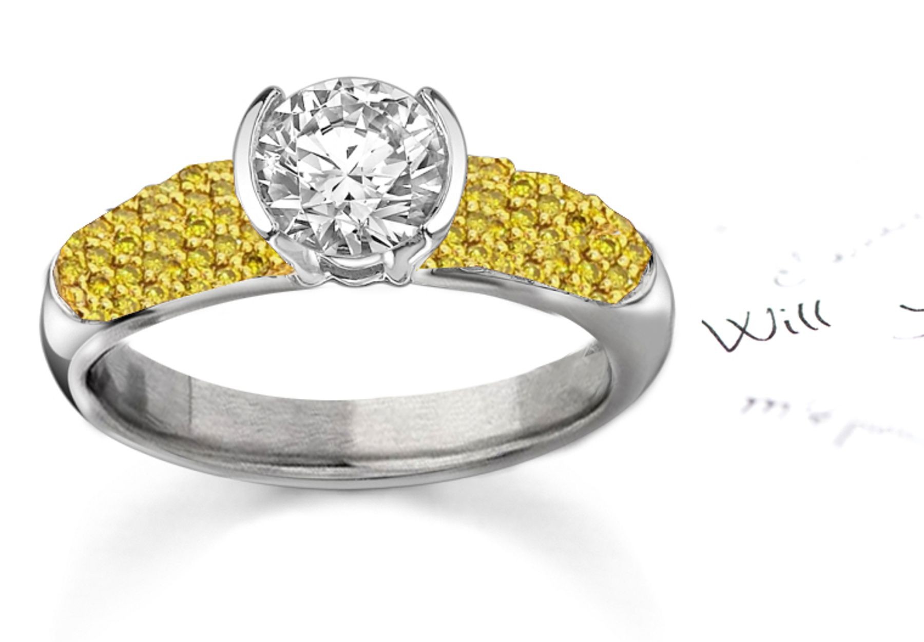Ravishing: Brand Name Designer Yellow Sapphire & Diamond Micro Pave Ring