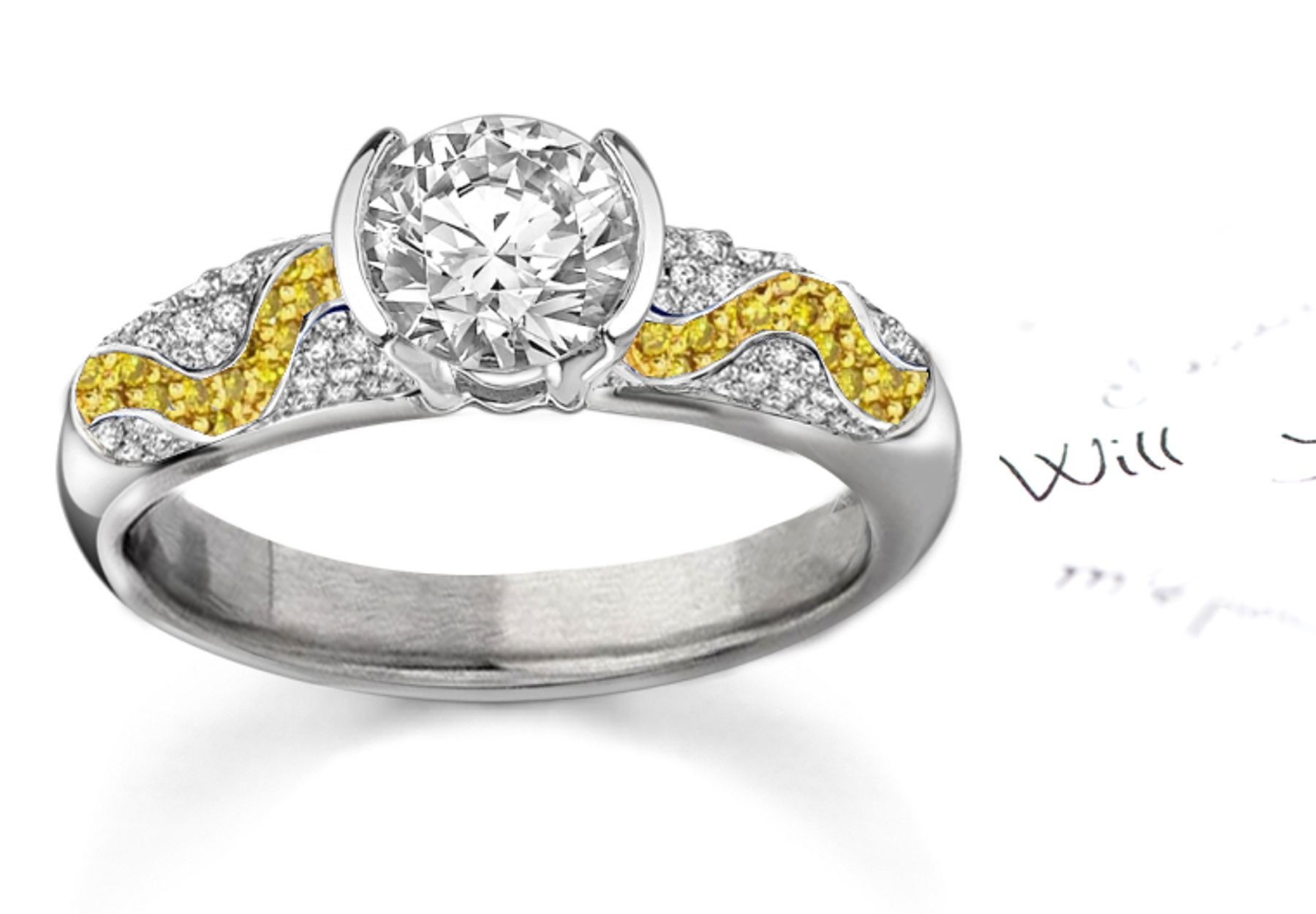 Masterpiece: Brand Name Designer Yellow Sapphire & Diamond Micro Pave Ring