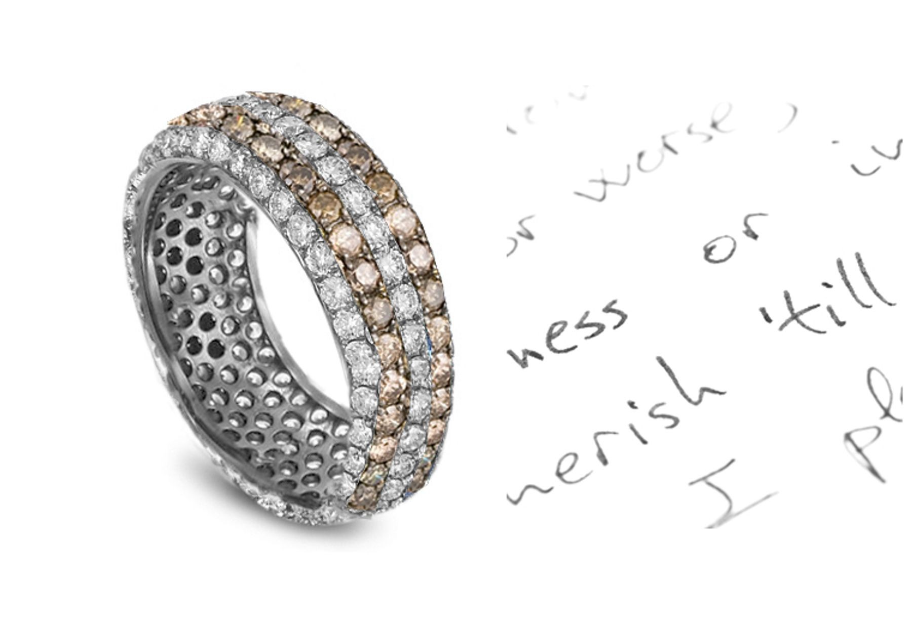 A Fascinating Micropavee Brown & Colorless Diamond Glittering Eternity Ring