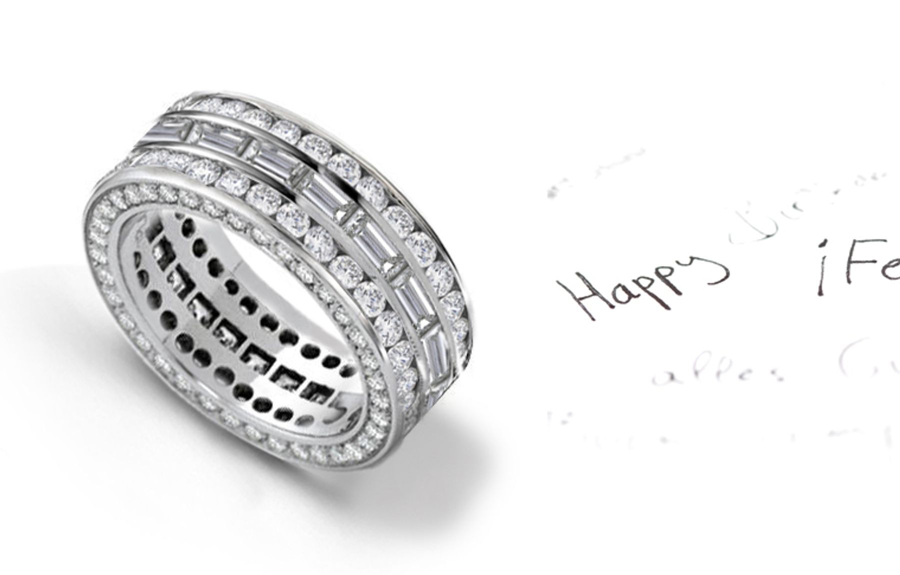 Brilliant: Eternity Ring with Diamonds in Center & Shank Sides