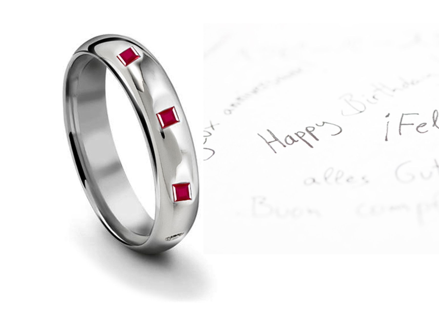 Unfinished & Finished Work Square Ruby Burnish Set Mens Eternity Ring