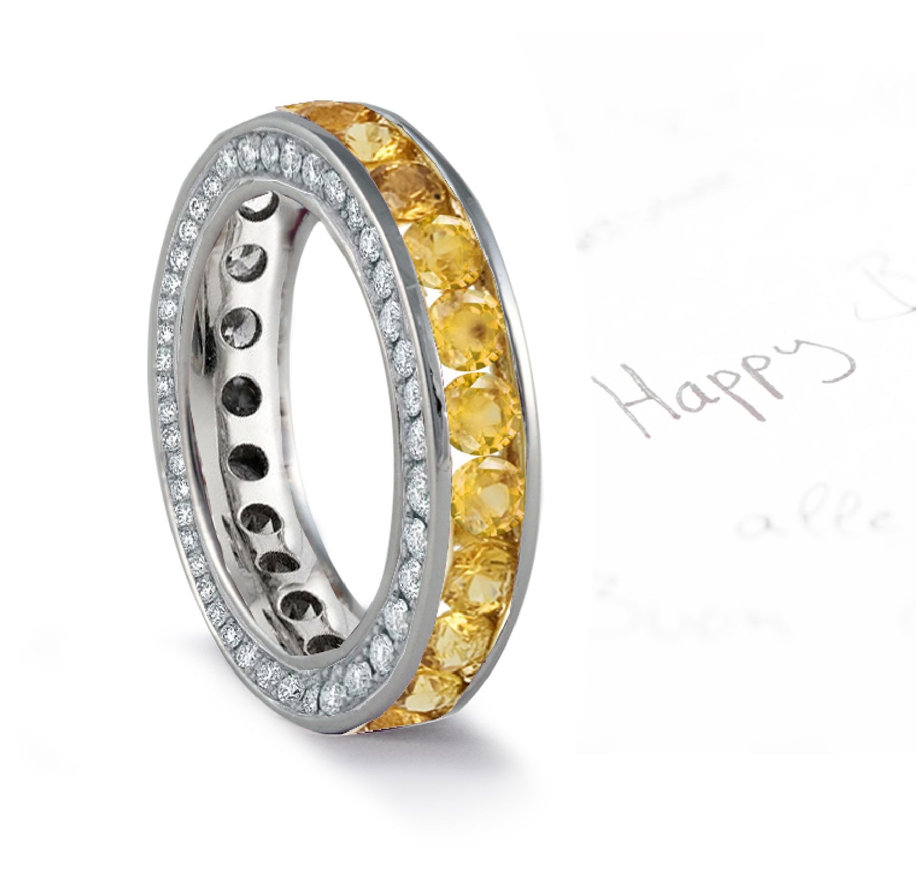 Brimming Yellow Sapphire Diamond Wedding Bands