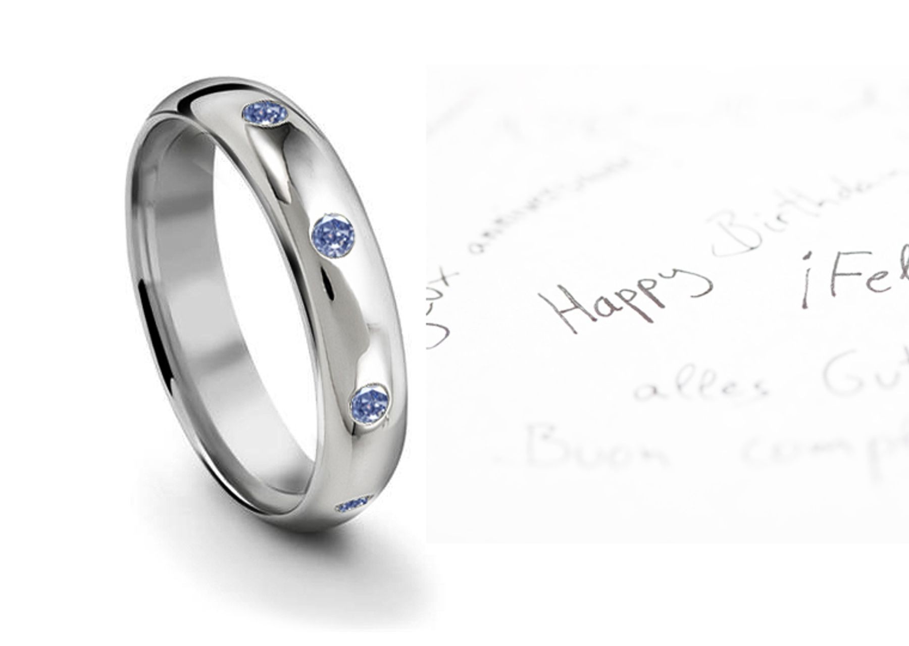 Burnish Round Blue Diamond Eternity Ring