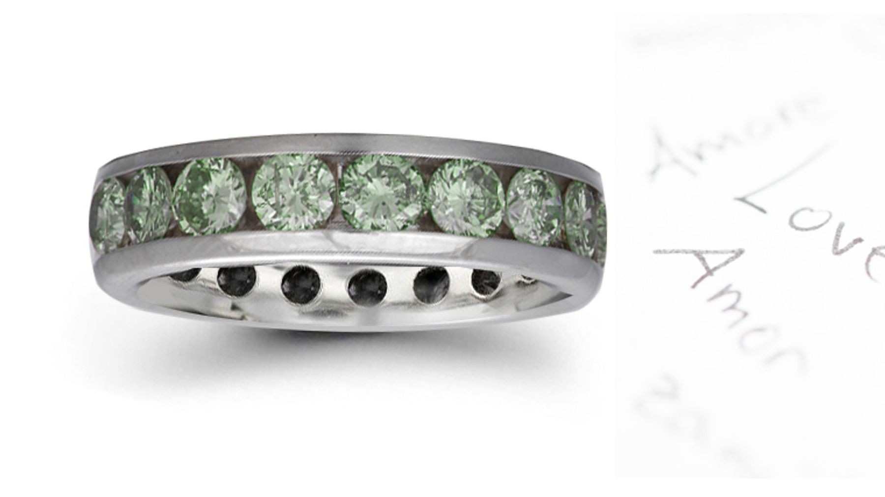 Designer Green Diamond Wedding Bands