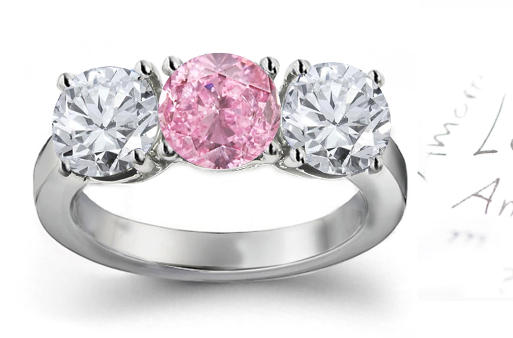 Premier Colored Diamonds Designer Collection - Pink Colored Diamonds & White Diamonds Fancy Pink Diamond Engagement Rings