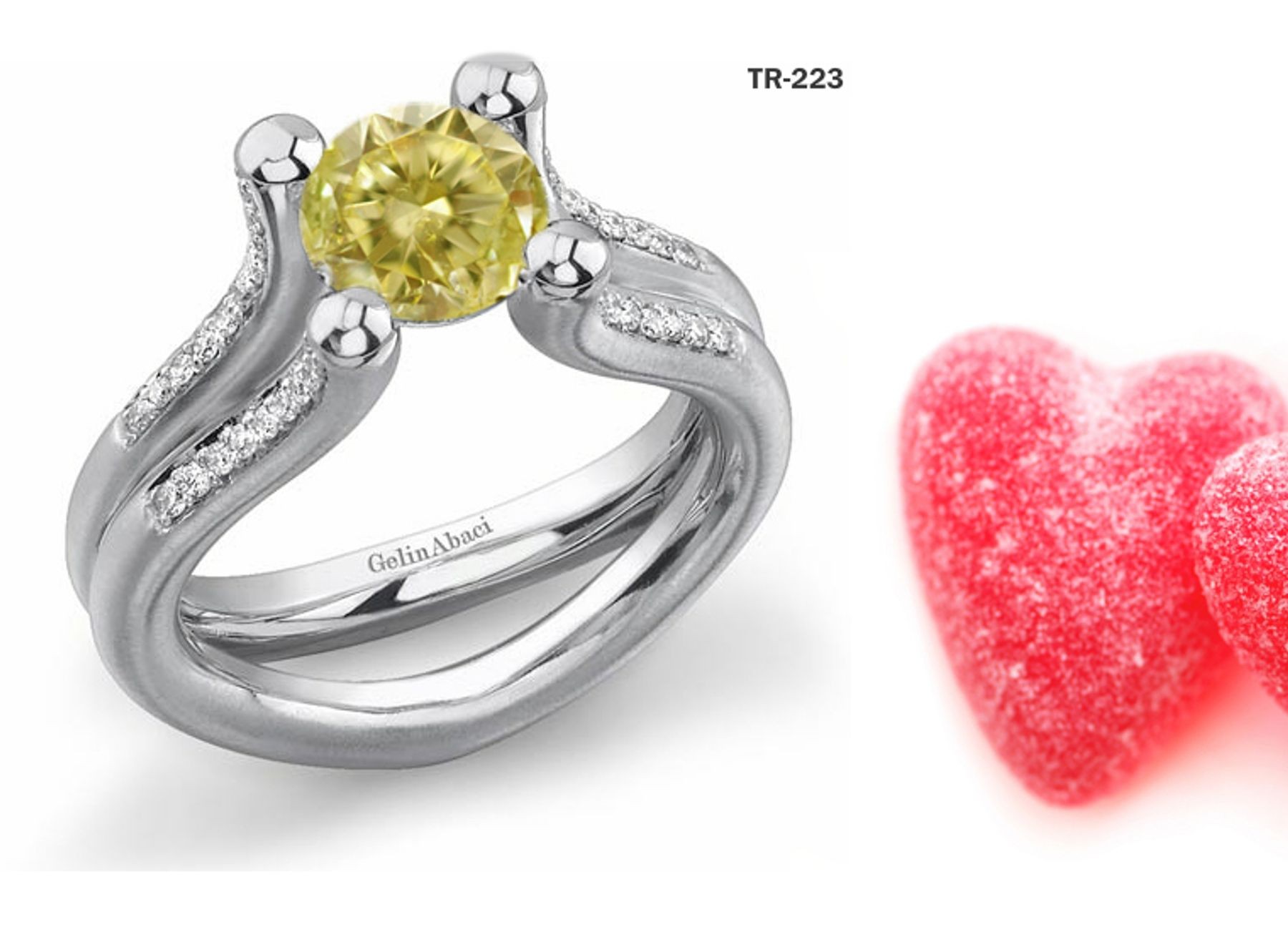 Contemporary High Quality Designer Yellow Colored Diamond Tension Set Engagement Rings