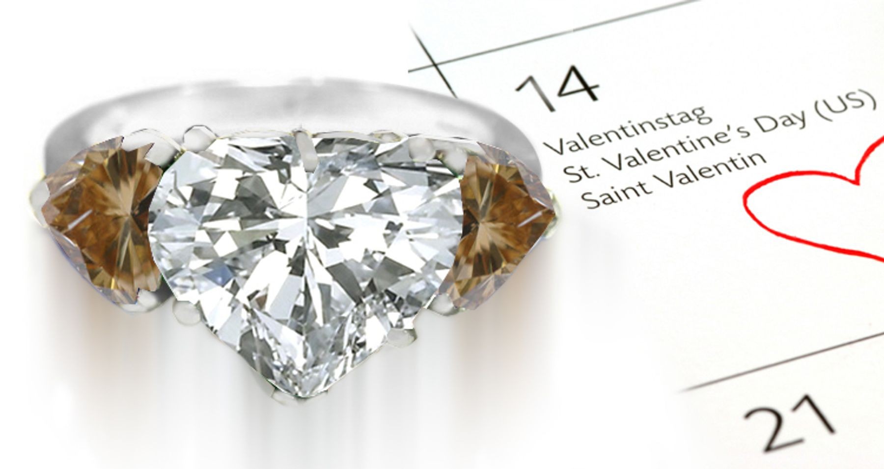 Premier Colored Diamonds Designer Collection - Brown Colored Diamonds & White Diamonds Fancy Diamond Three Stone Engagement Rings