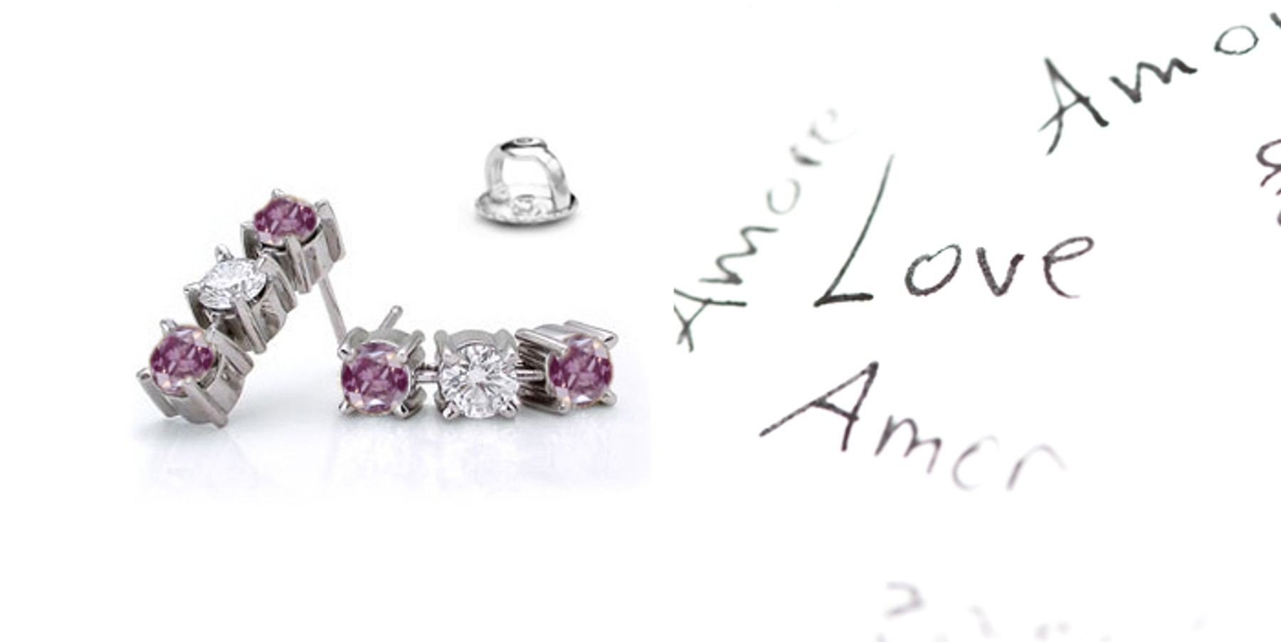 Premier Colored Diamonds Designer Collection - Pink Colored Diamonds & White Diamonds Round Pink Diamond Earrings