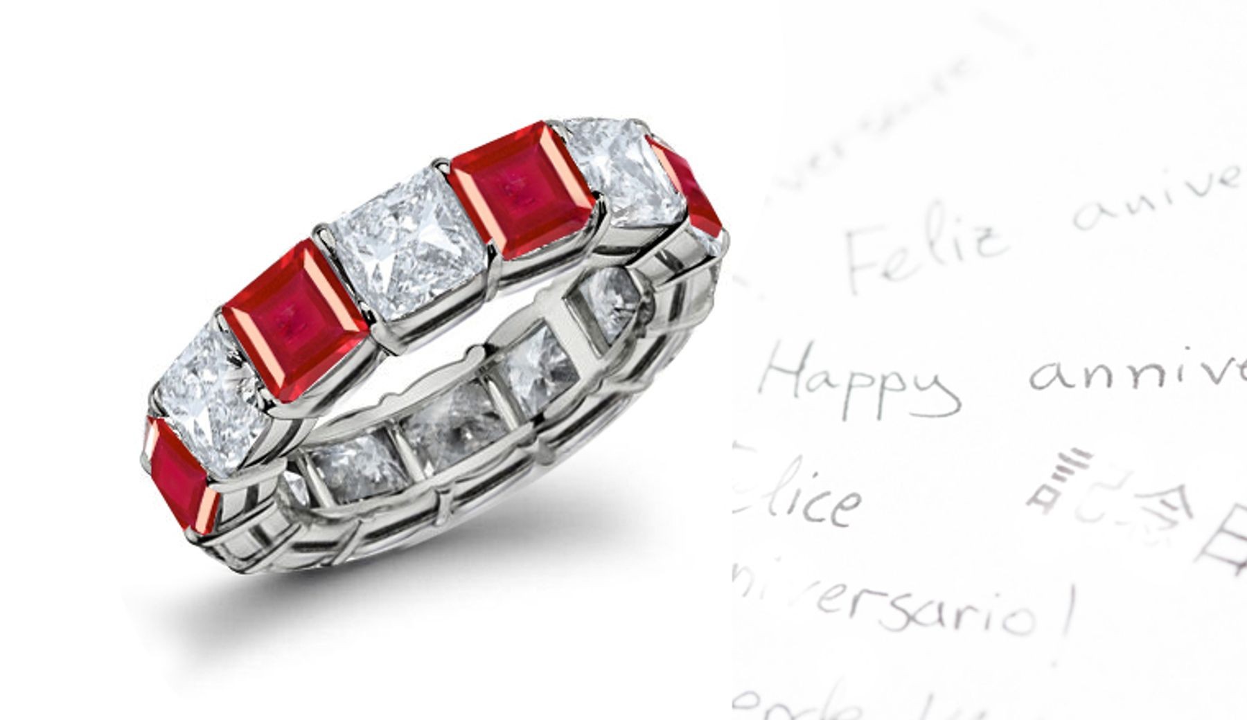 To Cherish Forever: Princess Cut Ruby Diamond Eternity Ring