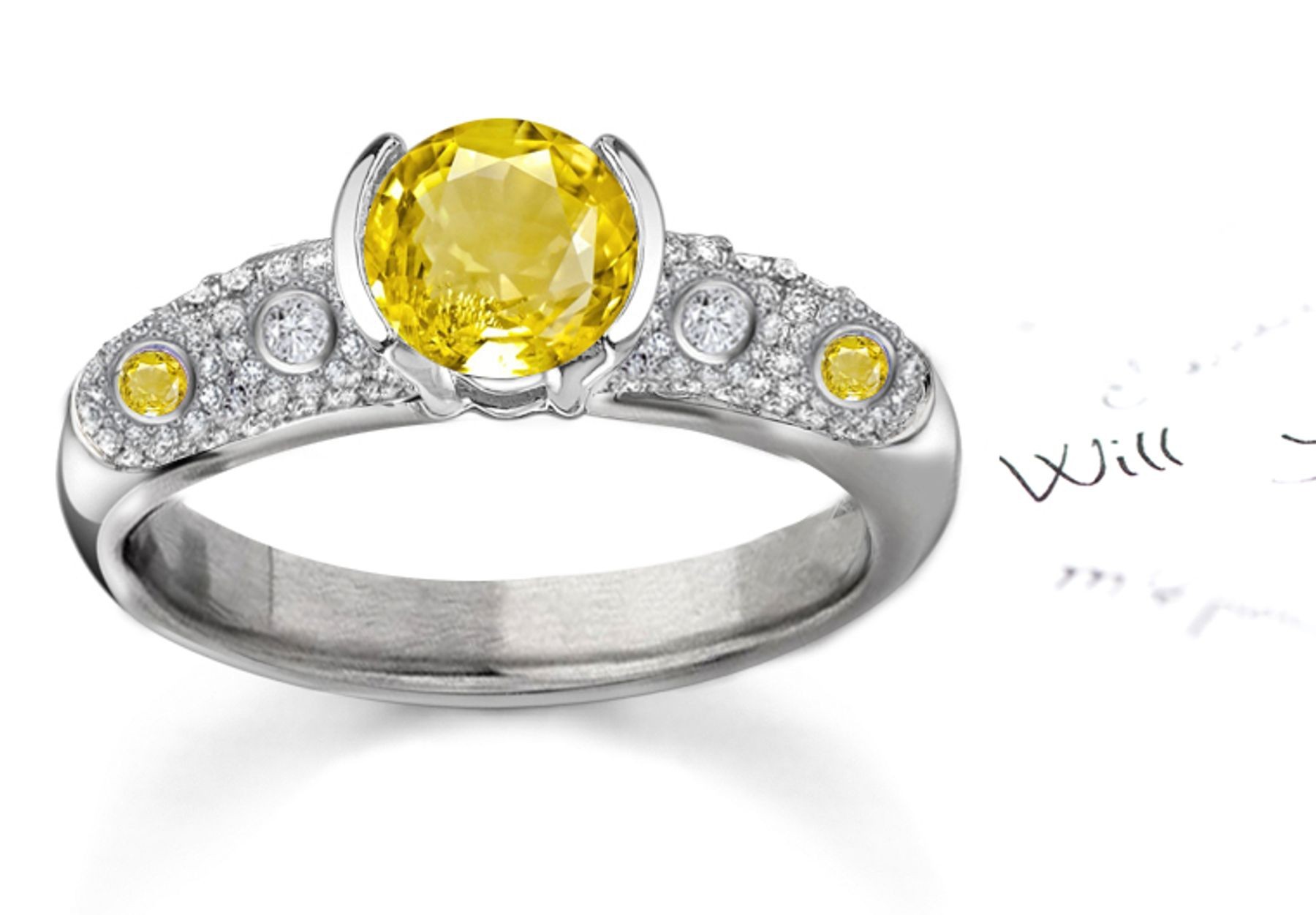 Versatile: Yellow Sapphire & Diamond Micro Pave Ring