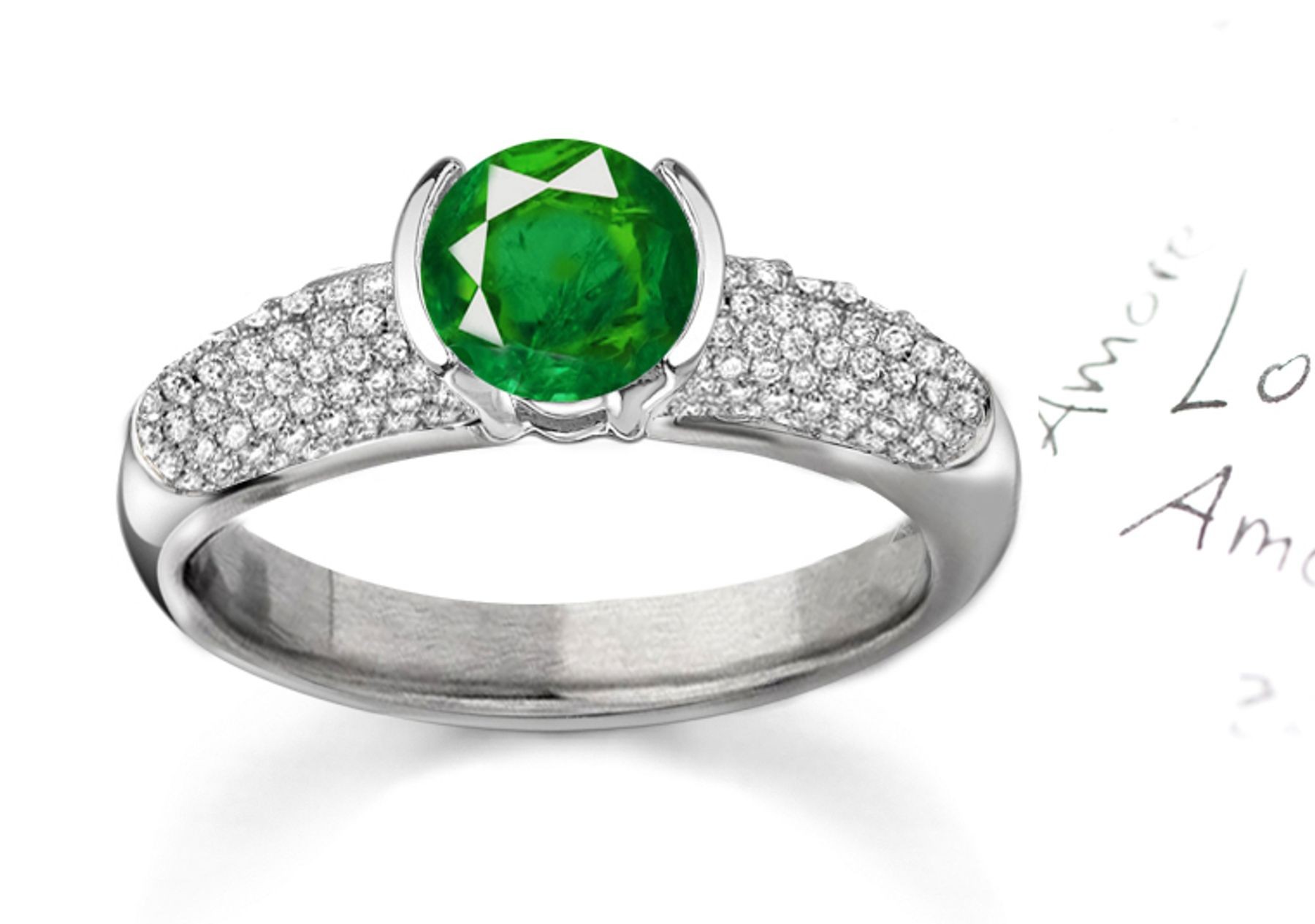 Clusters of Diamonds: Genuine Emerald & Micropave Diamond Ring