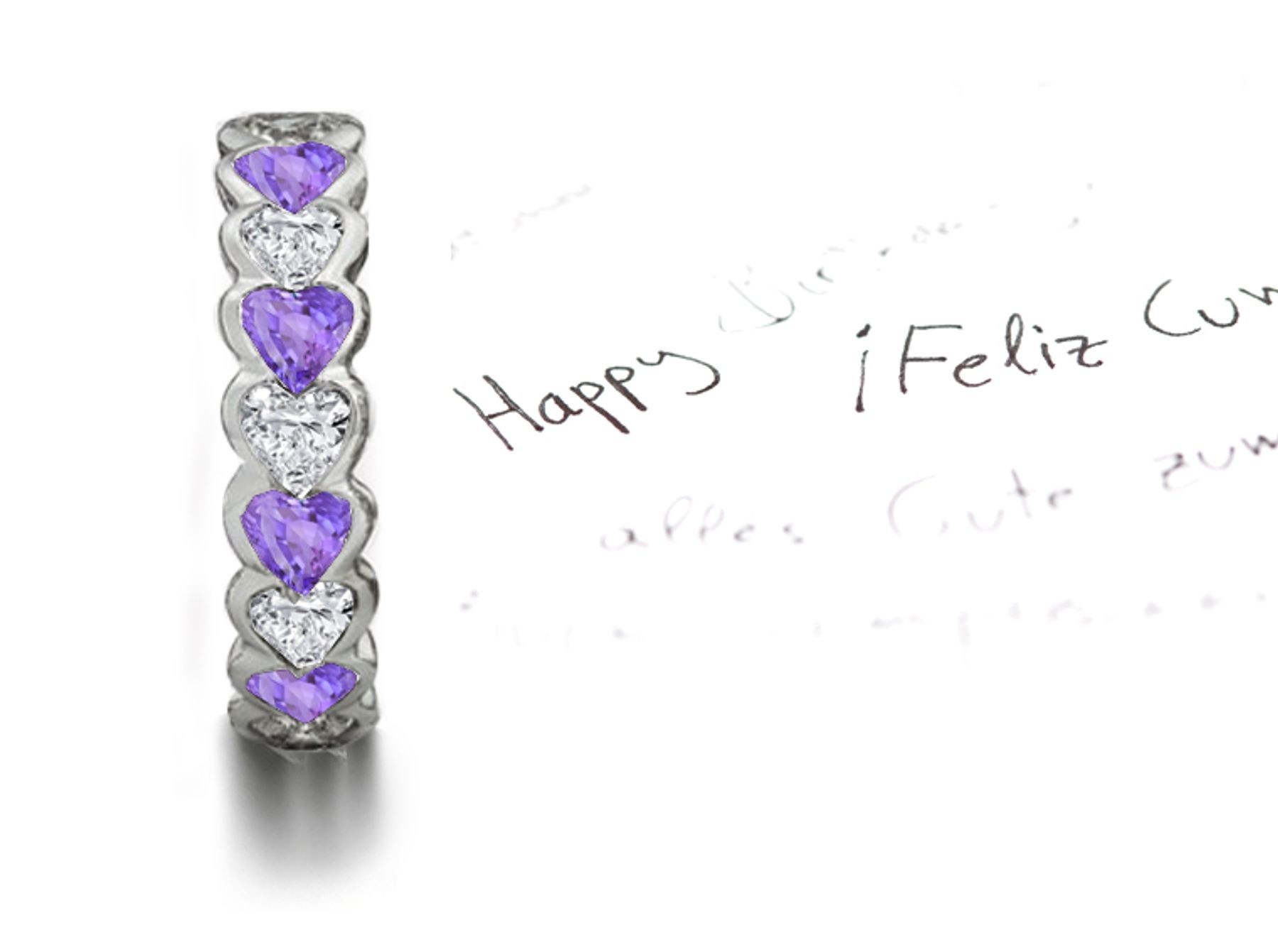 Shop for Heart Purple Sapphires & Diamonds Eternity Ring