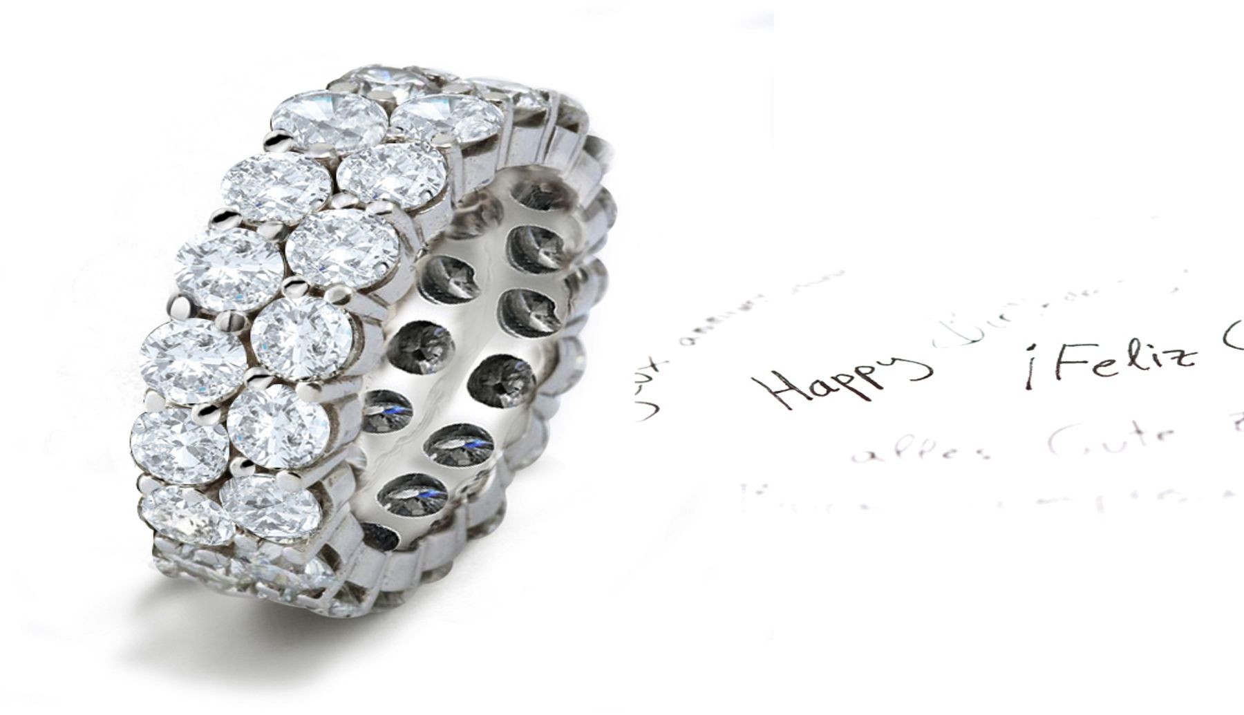 Brilliant Cut Round Diamond Cocktail Ring with Two Sparkling Rows of Diamond in Platinum & Gold
