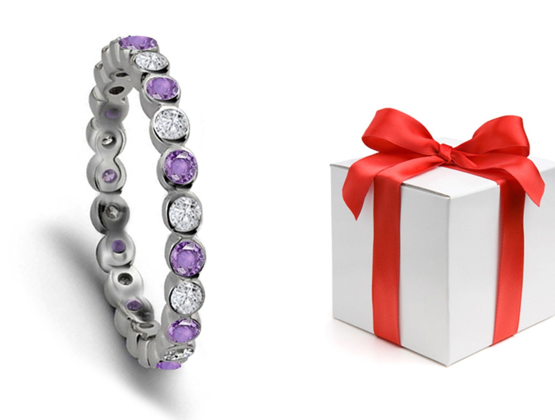 Views From Top: Purple Sapphire & Diamond Designer Wedding Rings