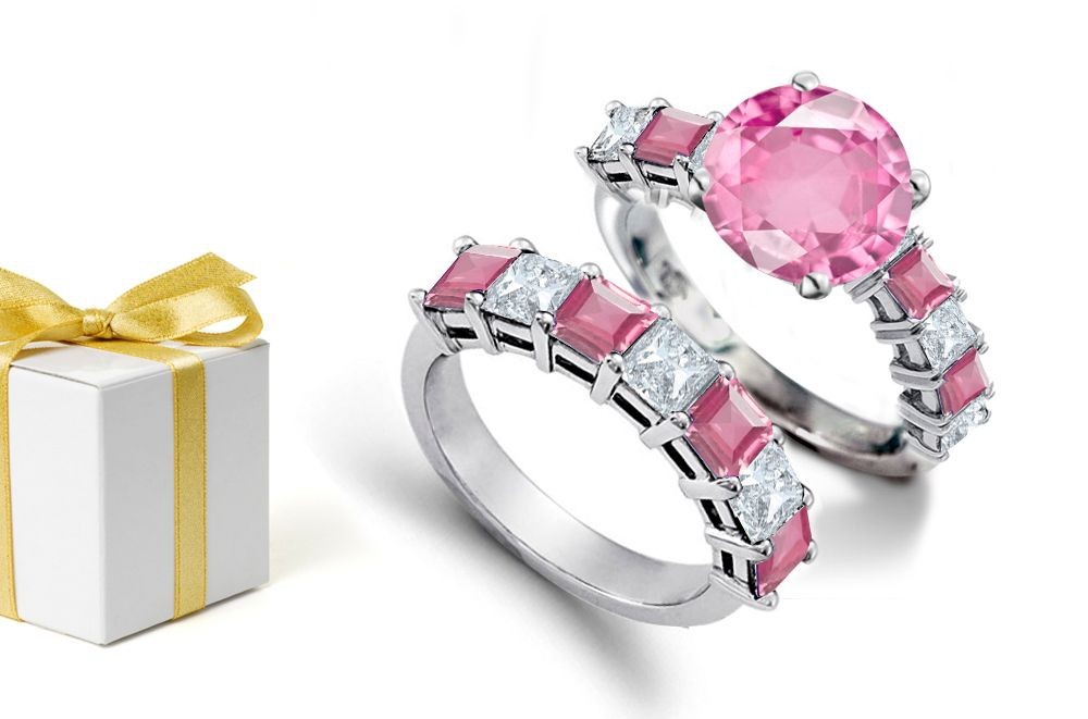 Enchanting & Charming: Taurus Born Find This 14K Yellow Gold Round Diamonds & Sapphires Zodiacal Gems Bridal