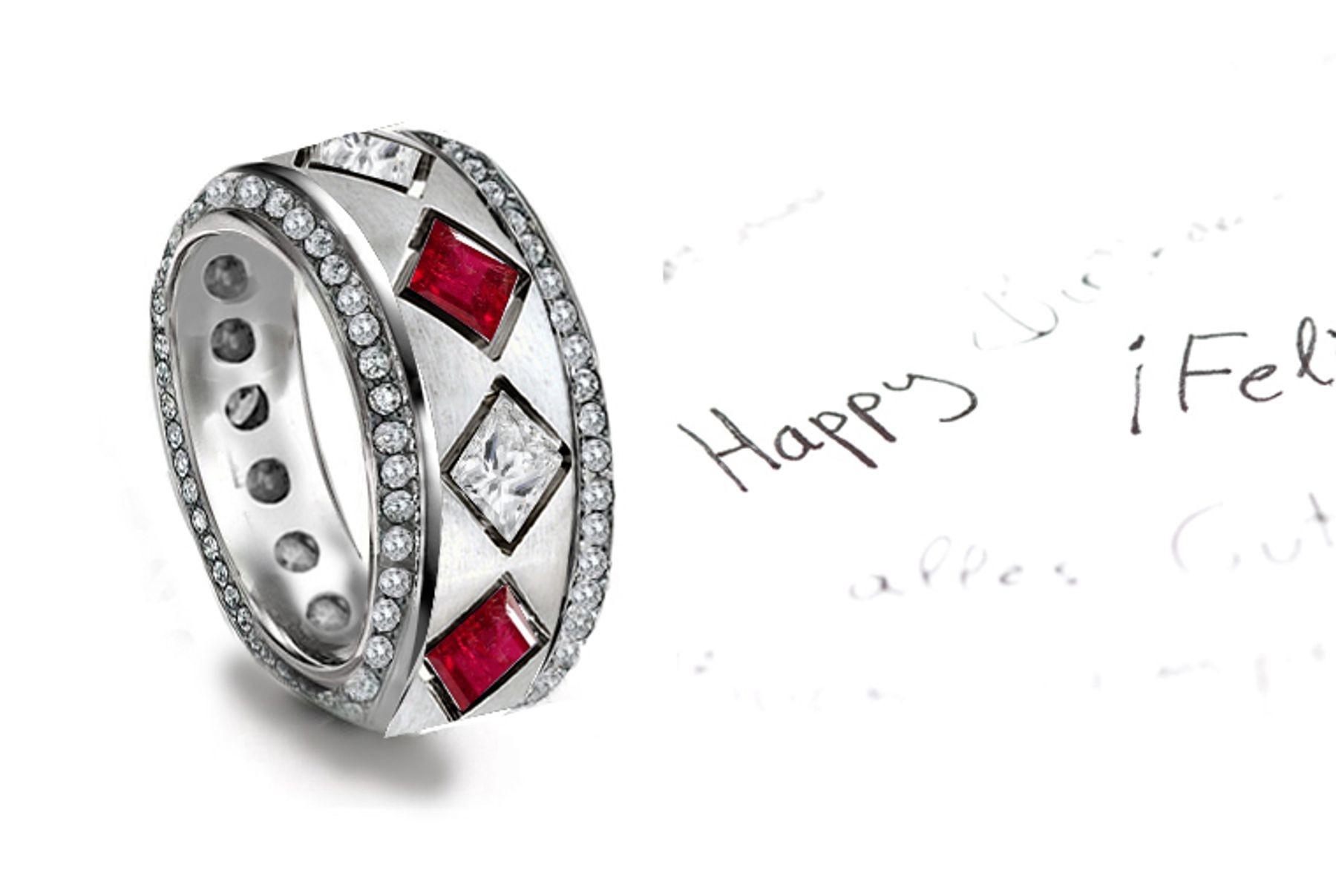 Truly Unique: Sparkling Glittering Designer Ruby Diamond Eternity Band