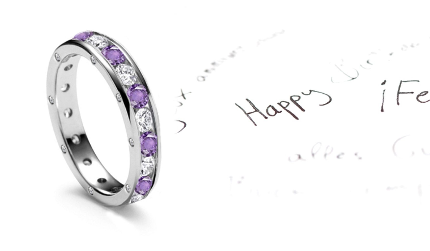 Observatory Classic Purple Sapphires & Diamonds Eternity Ring