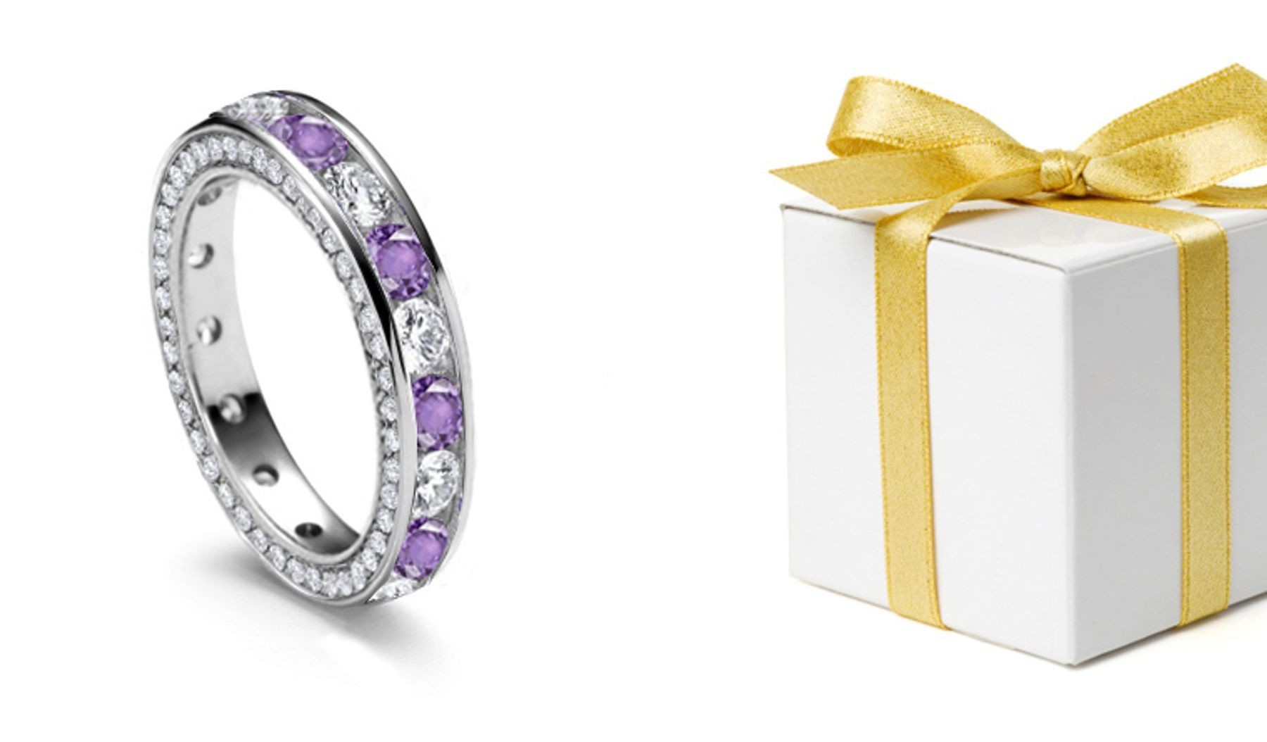 Eternal Ice On Top: Classic Purple Sapphires & Diamonds Eternity Ring