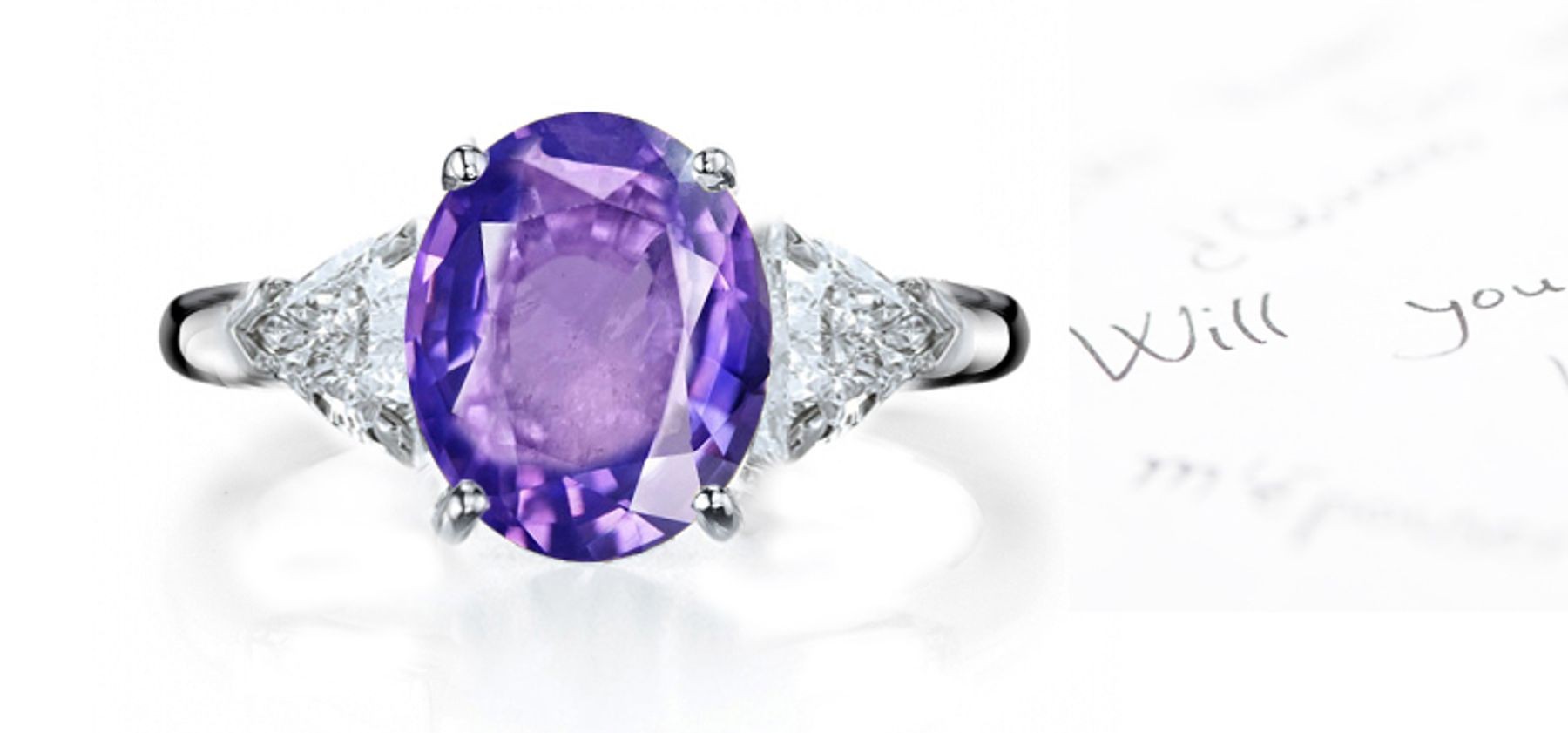Lively Very Popular Purple Sapphire & Sparkling Diamond Engagement Ring