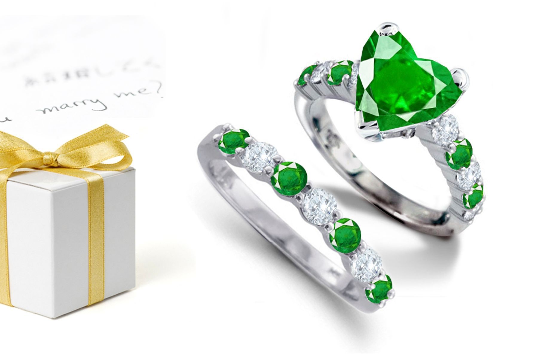  A Rich-Color Heart Treatment Oil Emerald, Diamond Comes with A Platinum Ring & Diamond, Emerald Rolling Band Size 6