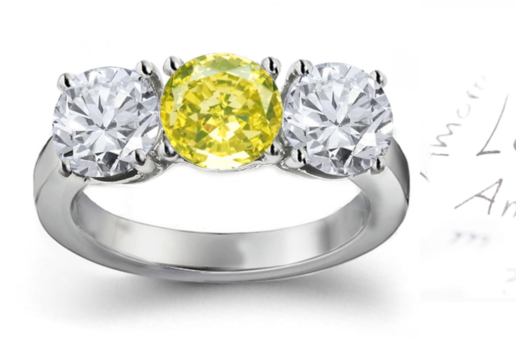 Premier Colored Diamonds Designer Collection - Yellow Colored Diamonds & White Diamonds Fancy Yellow Diamond Engagement Rings