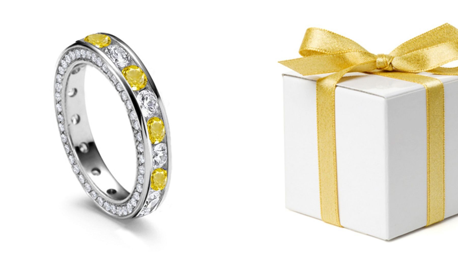 Classic Yellow Sapphires & Diamonds Eternity Ring Tension Free Shopping