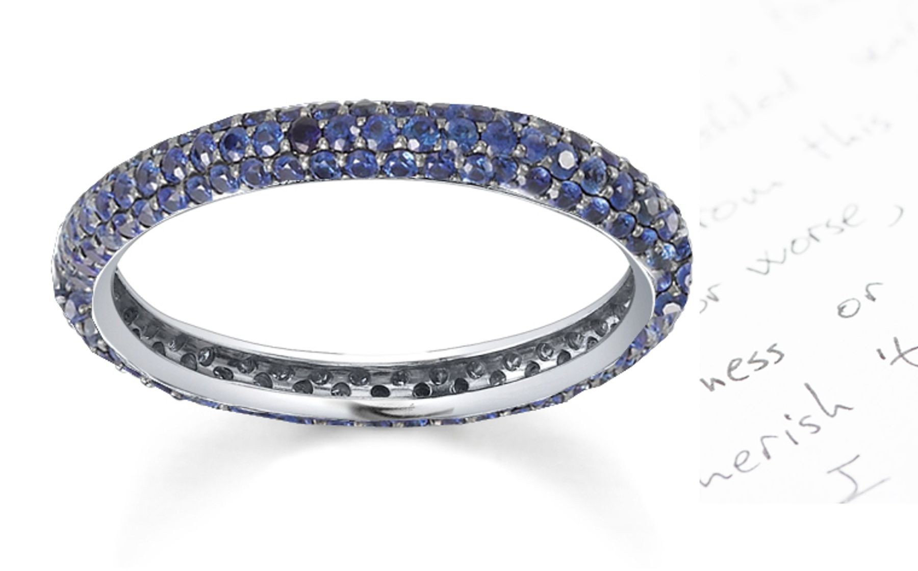 Slim & Delicate Micropavee Bright & Waterfall Blue Sapphire Gold Band