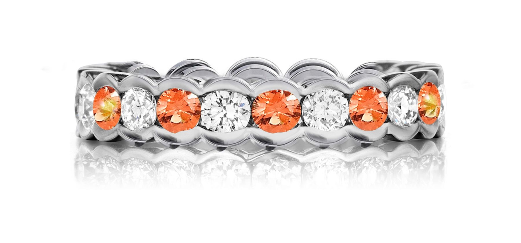 Expertly Crafted Precision Set High Quality Diamond & Sapphire Eternity Band Rings