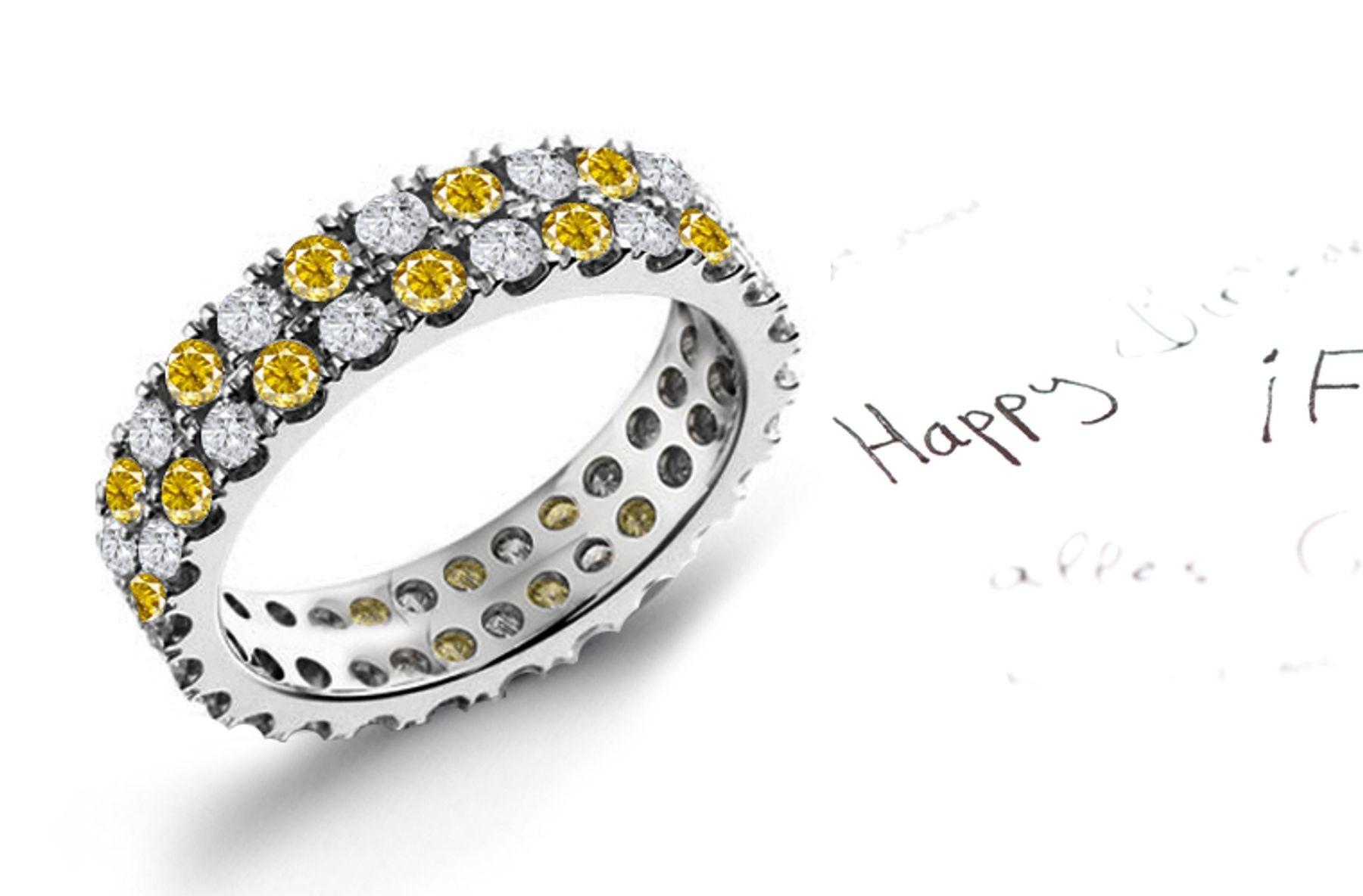 Destination With Difference: 2 Row Yellow Sapphires & Diamonds Eternity Ring