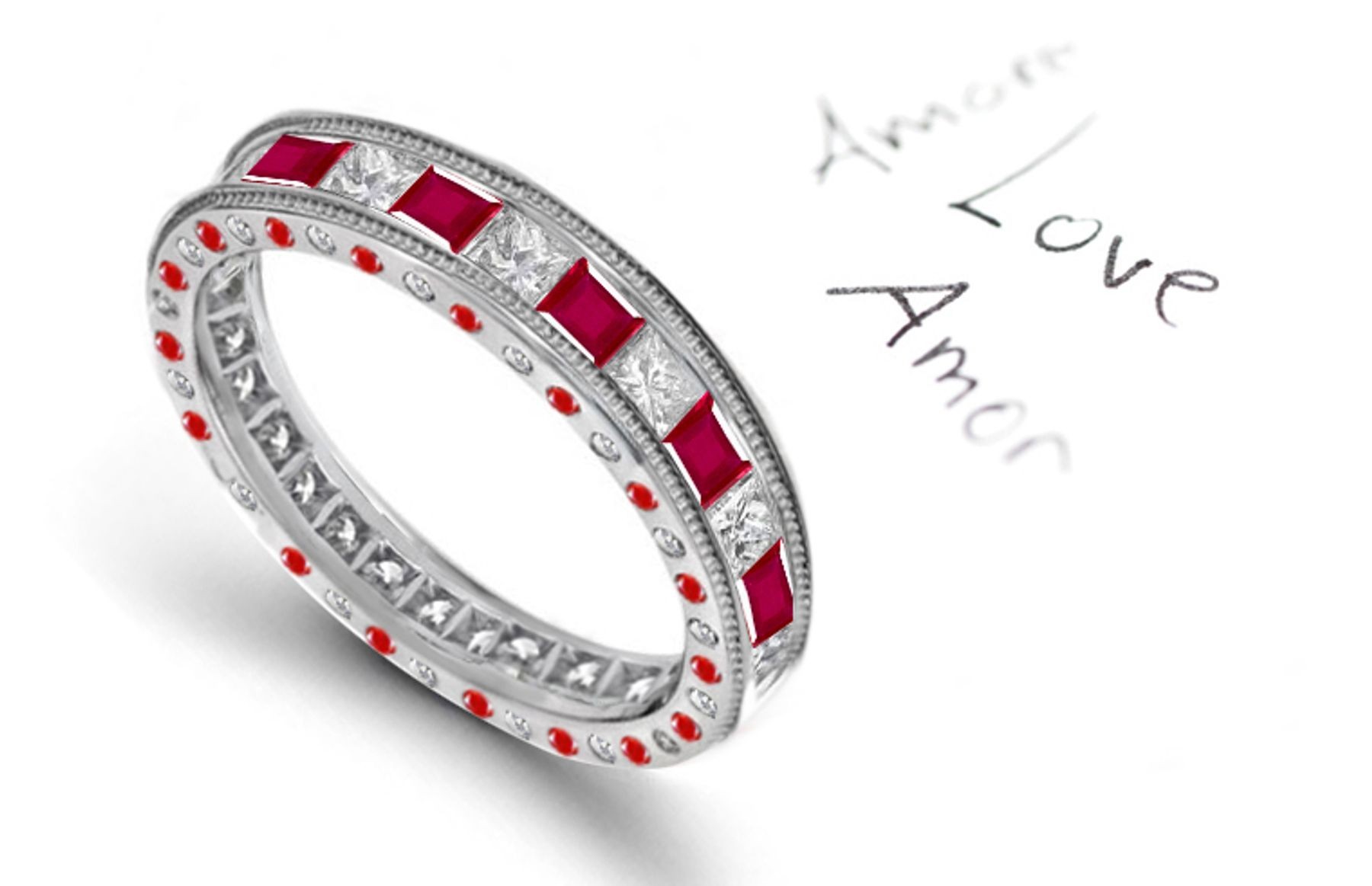 Premier Designer: Gold Ruby & Diamond Eternity Wedding Anniversary Ring