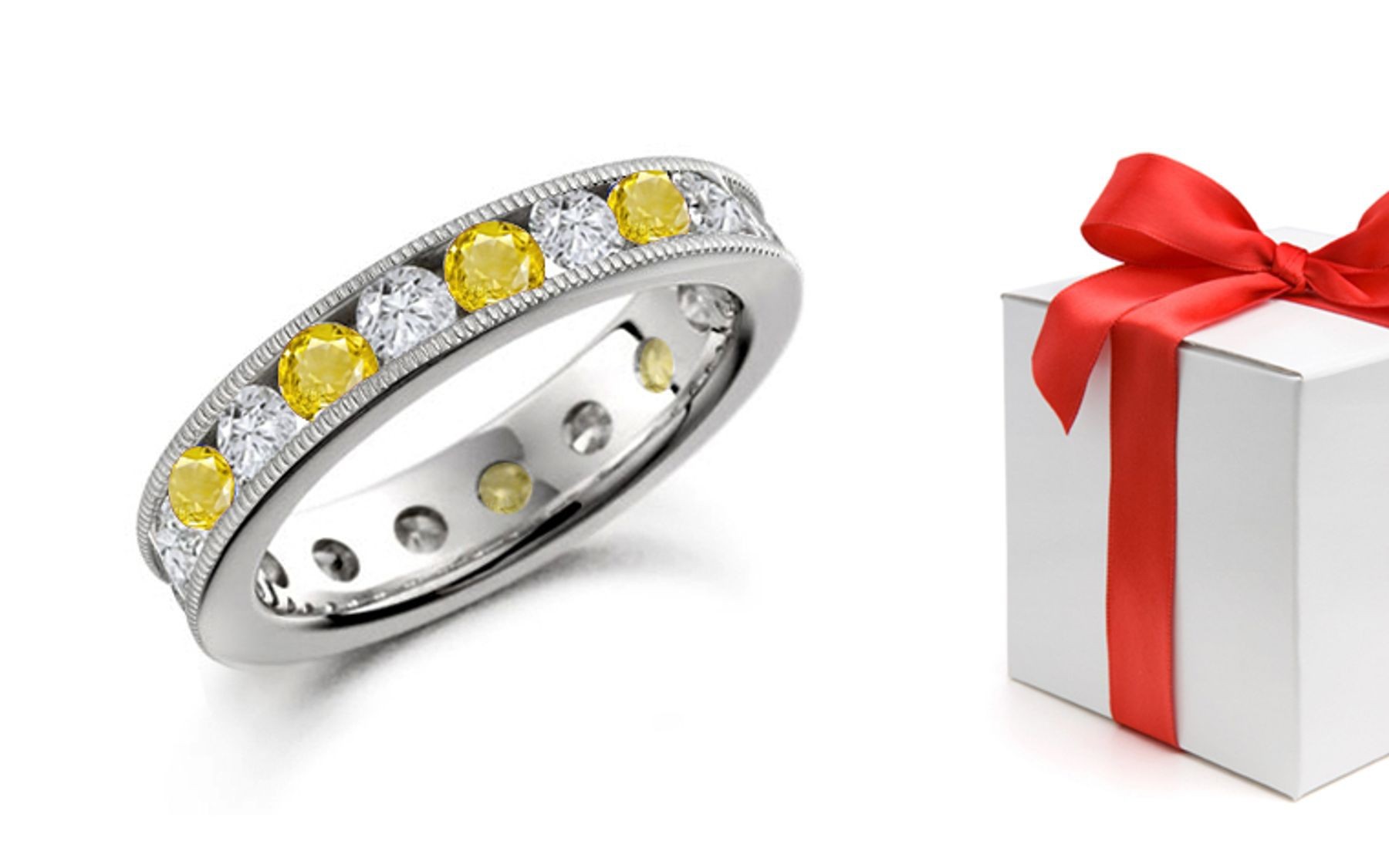 Highest Quality Yellow Sapphire & Diamond Designer Wedding Rings