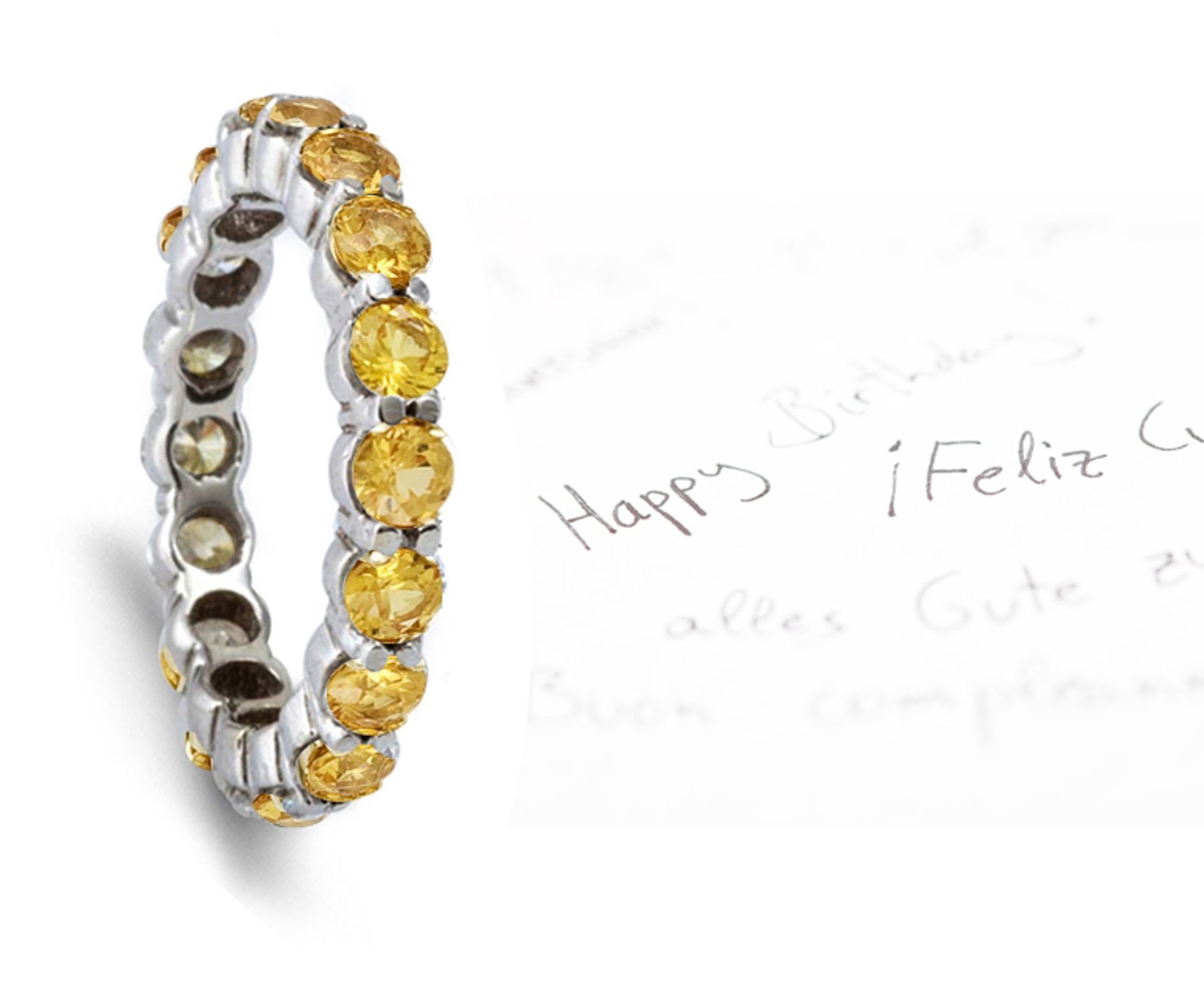 Yellow Sapphire Round Eternity Ring