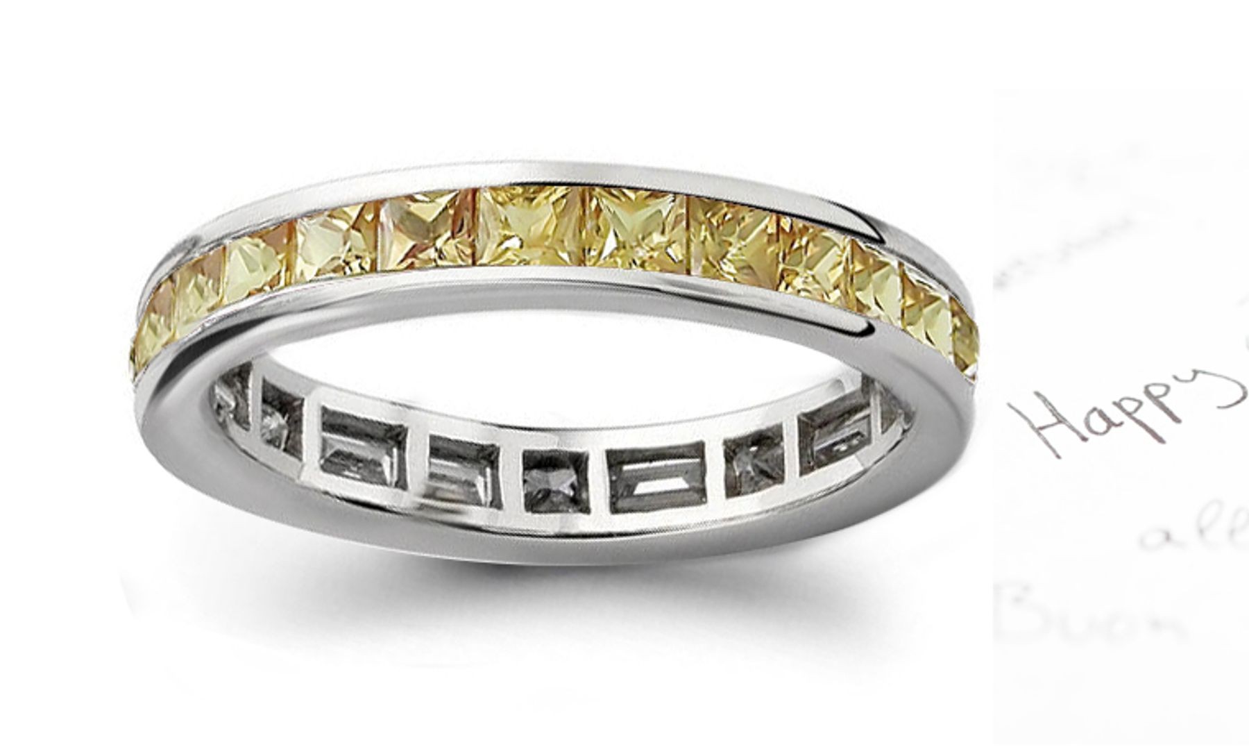 Yellow Sapphire Square Eternity Ring