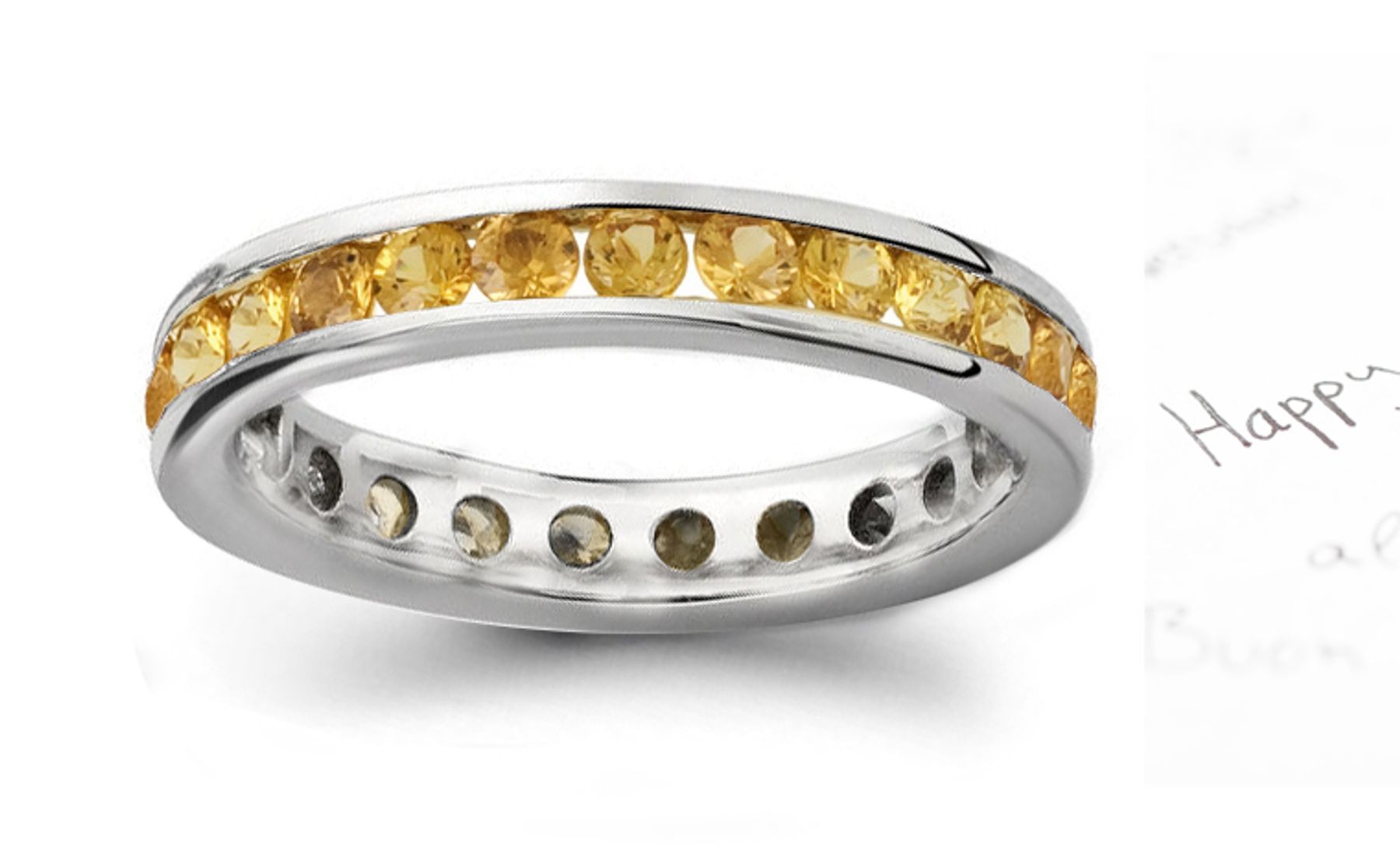 Yellow Sapphire Round Eternity Ring