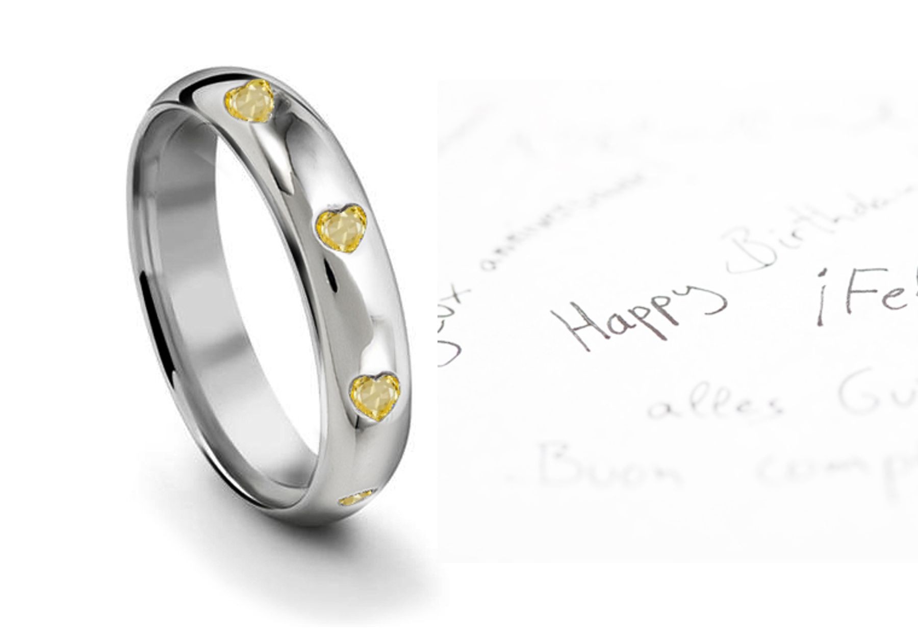 Unrivaled Burnish Set Heart Yellow Sapphire Eternity Ring