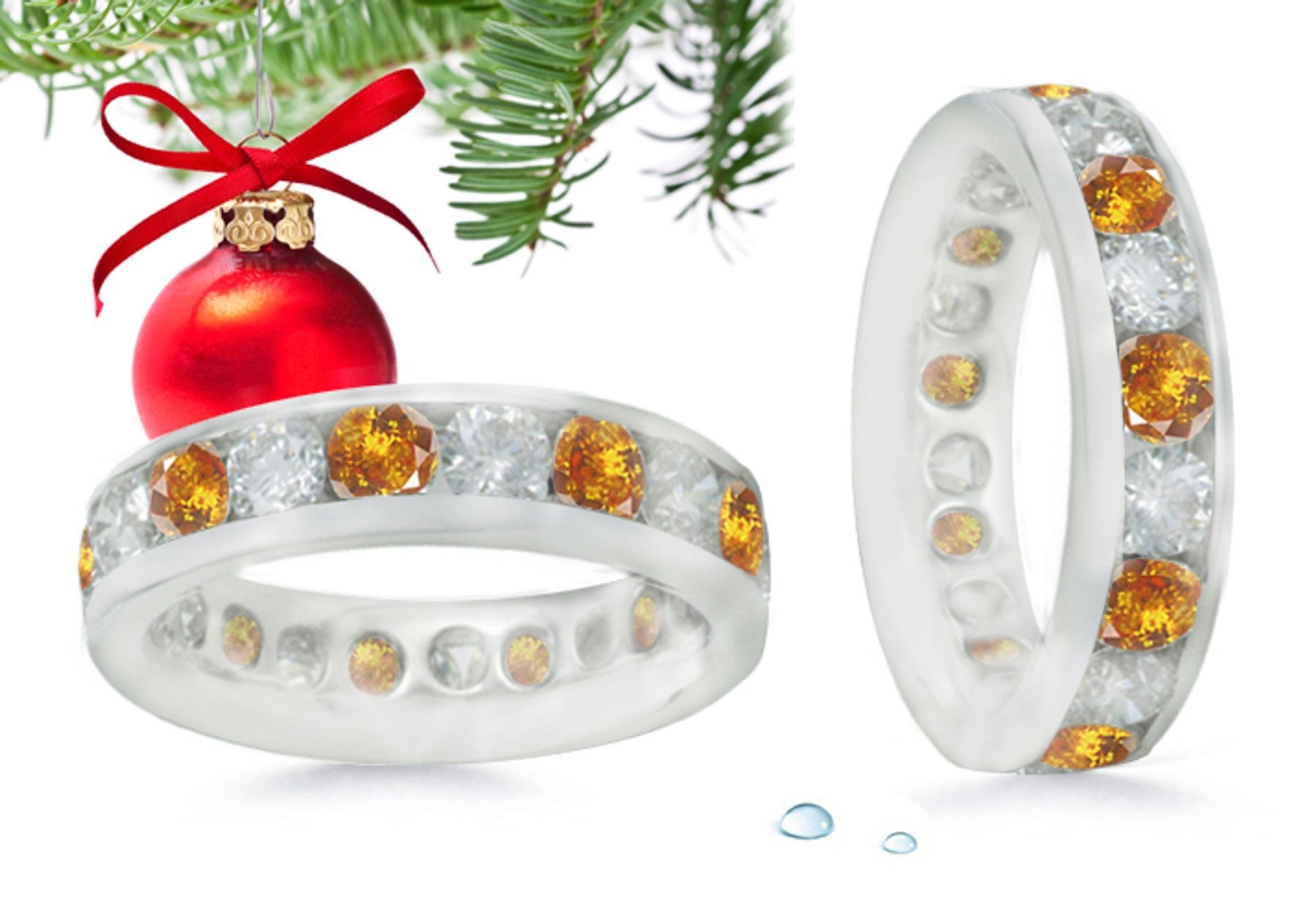 Yellow Diamond Eternity Wedding Anniversary Ring in Platinum & Gold