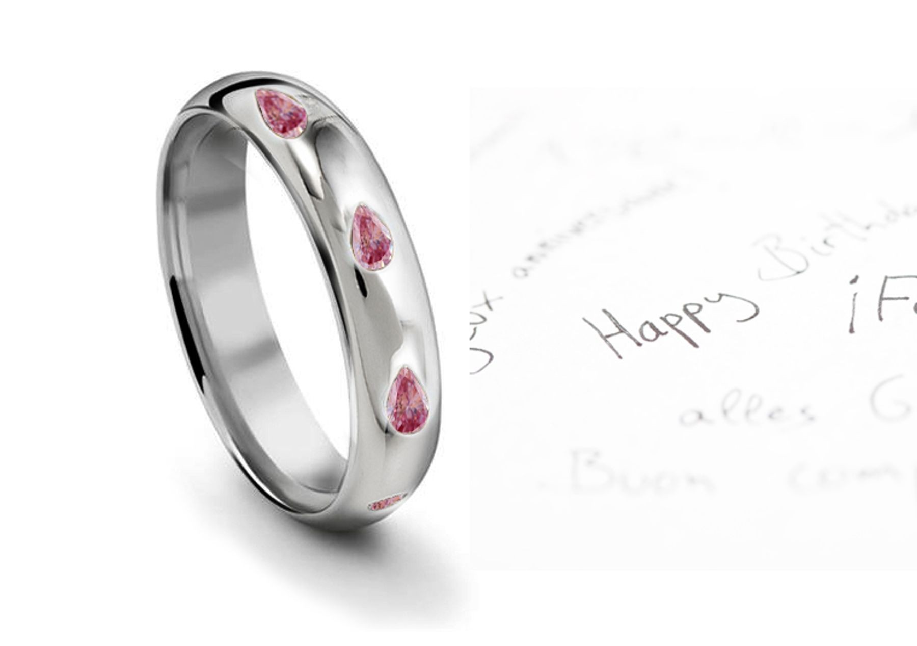 Burnish Set Pears Pink Diamond Eternity Ring