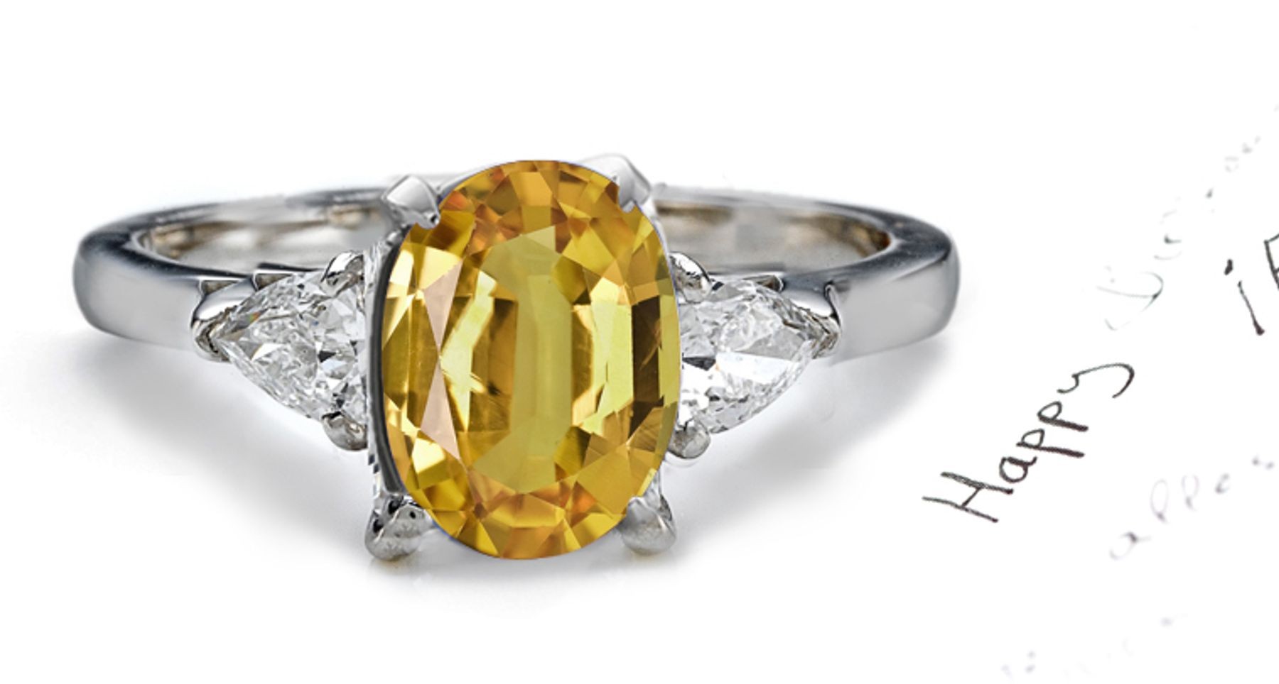 Yellow Sapphire & Diamond Engagement Ring