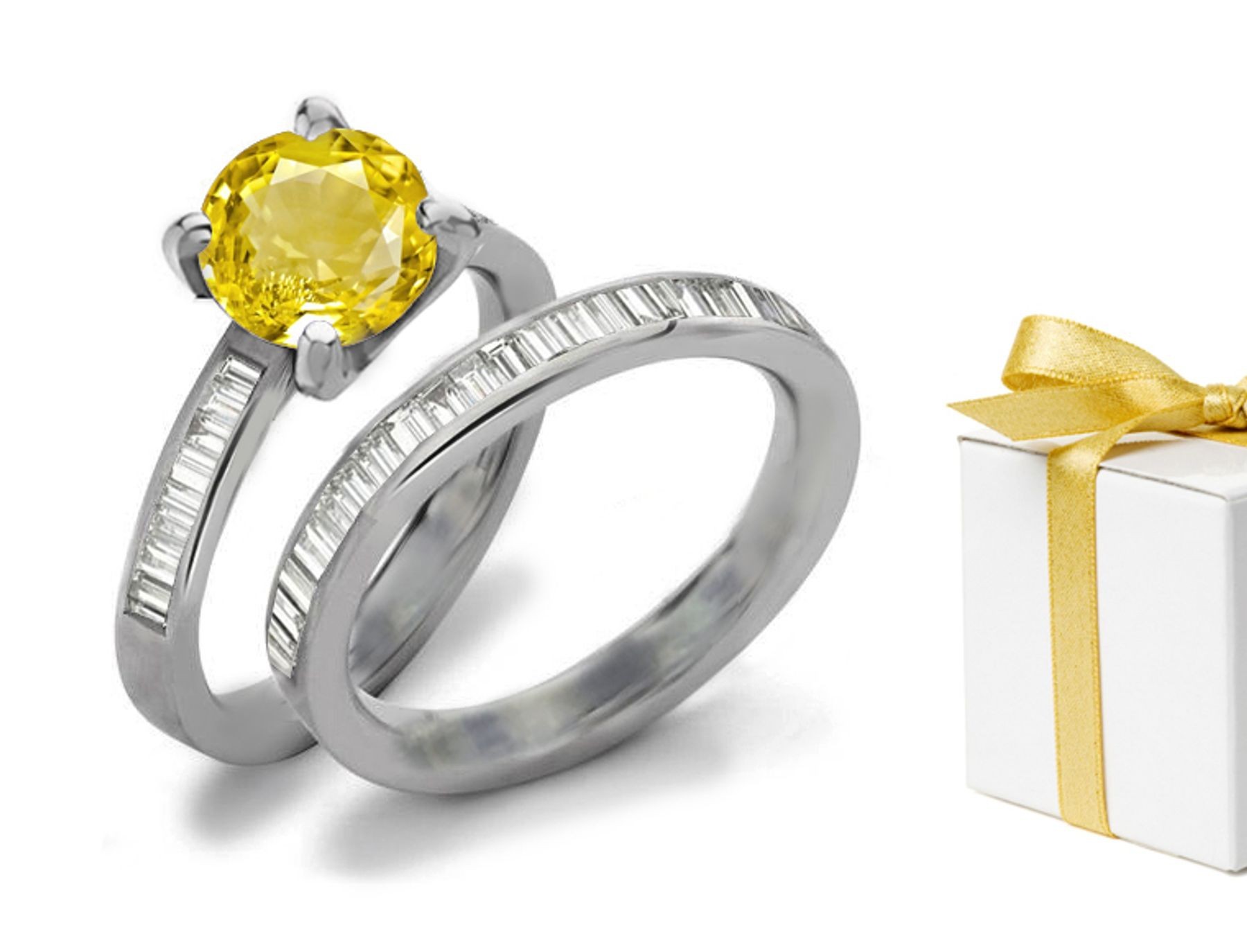 Yellow Sapphire Engagement & Wedding Ring