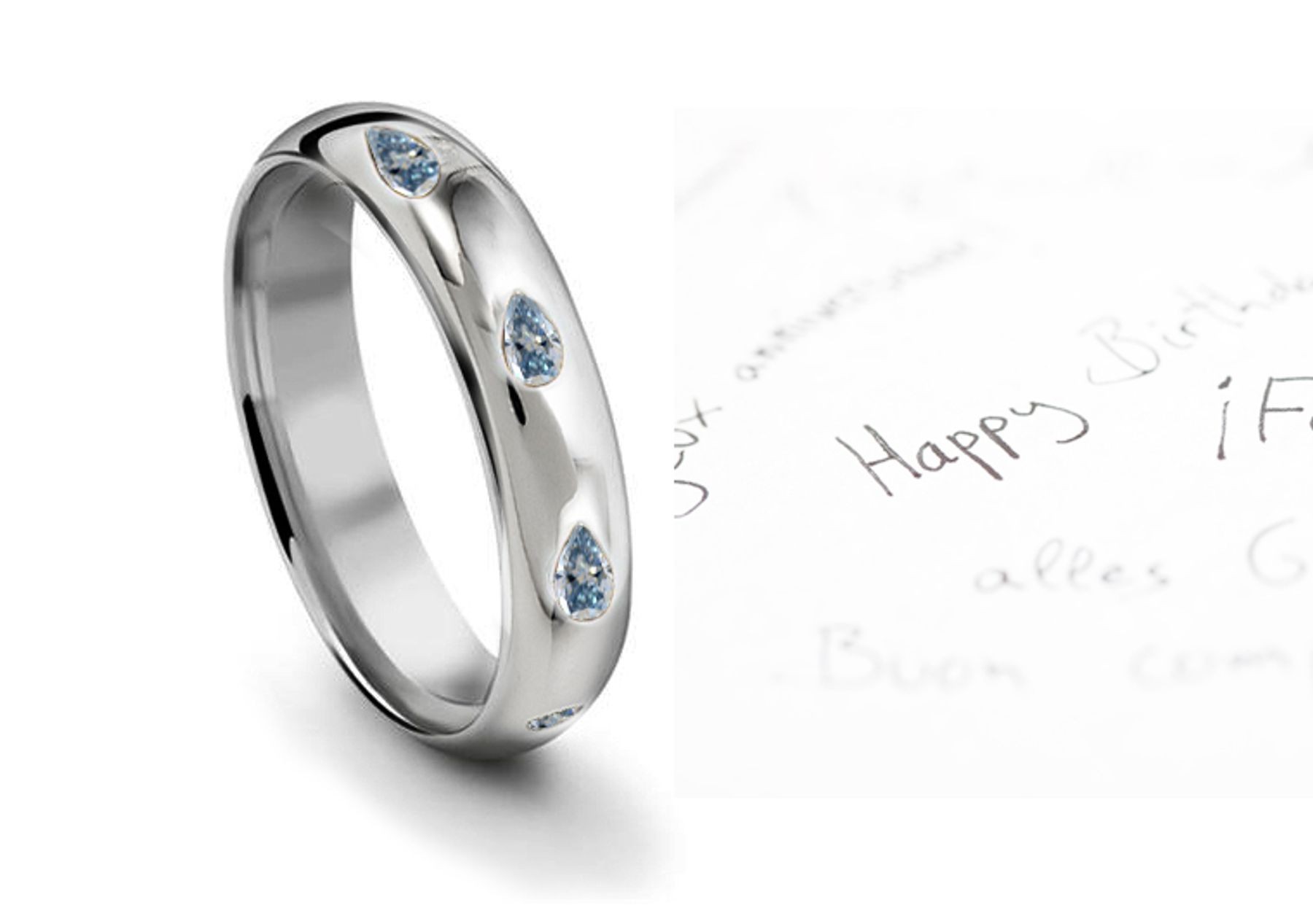 Burnish Set Pears Blue Diamond Eternity Ring