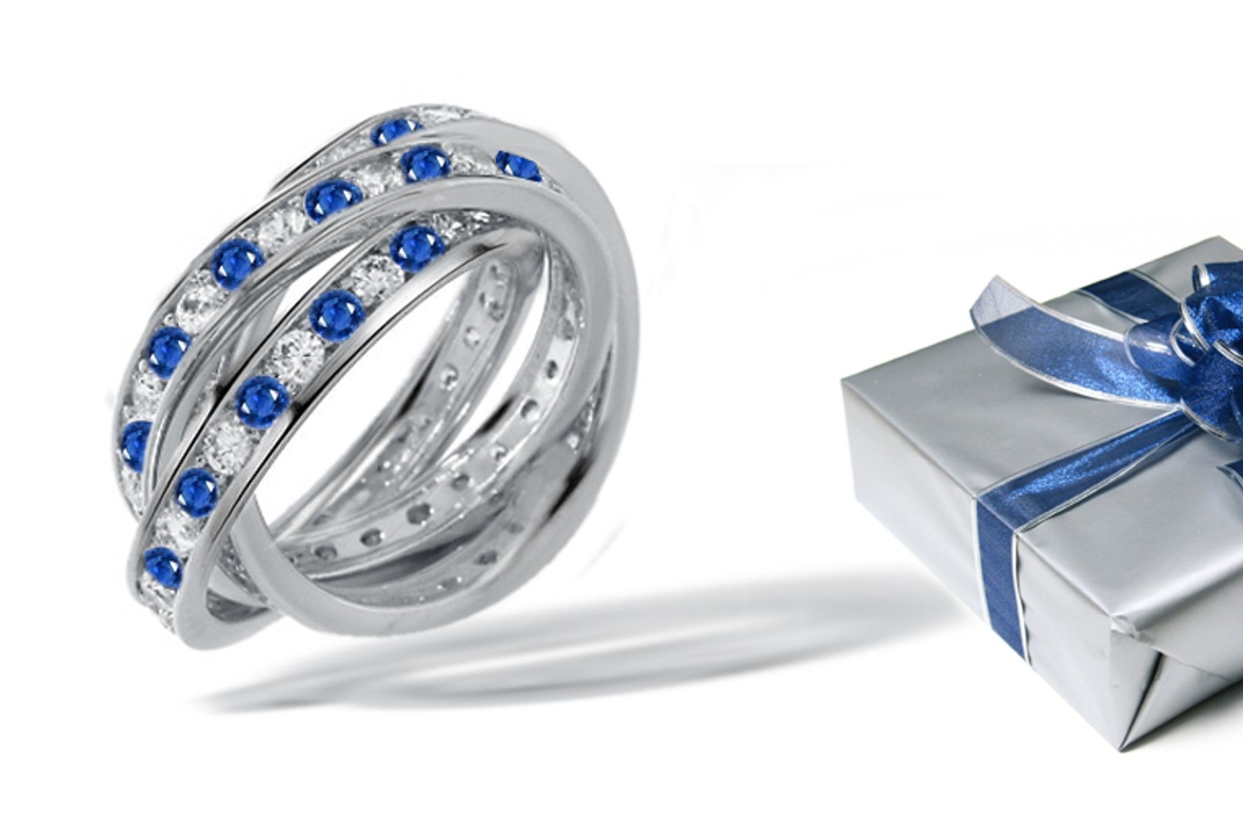 Diamond & Sapphire Eternity Rolling Rings