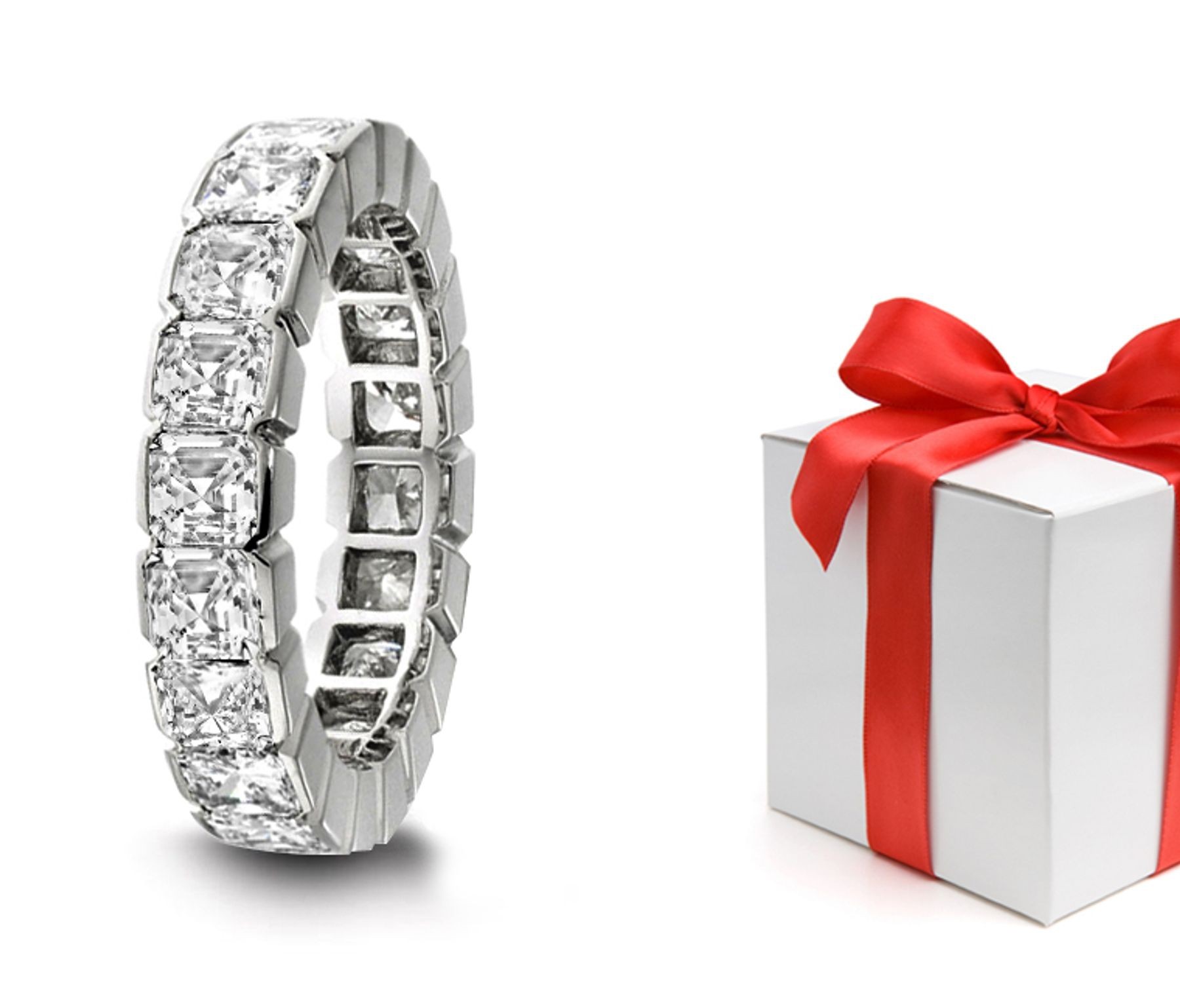 Jeweler of Love & Romance: Circle of Asscher Cut Diamonds Set in Hexagonal Settings in Platinum or Yellow & Rose Gold