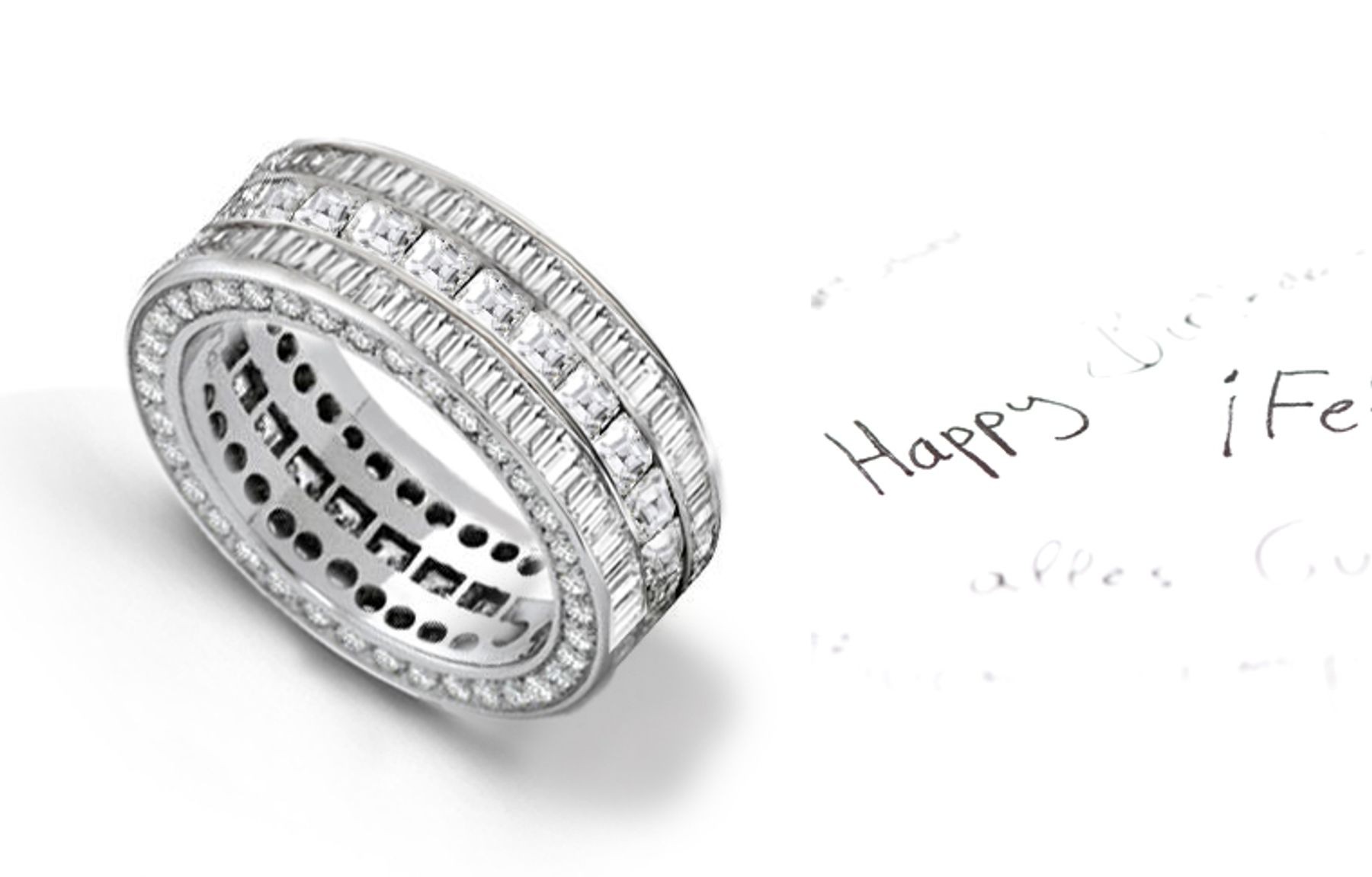 Fascinating: Eternity Ring with Diamonds in Center & Shank Sides