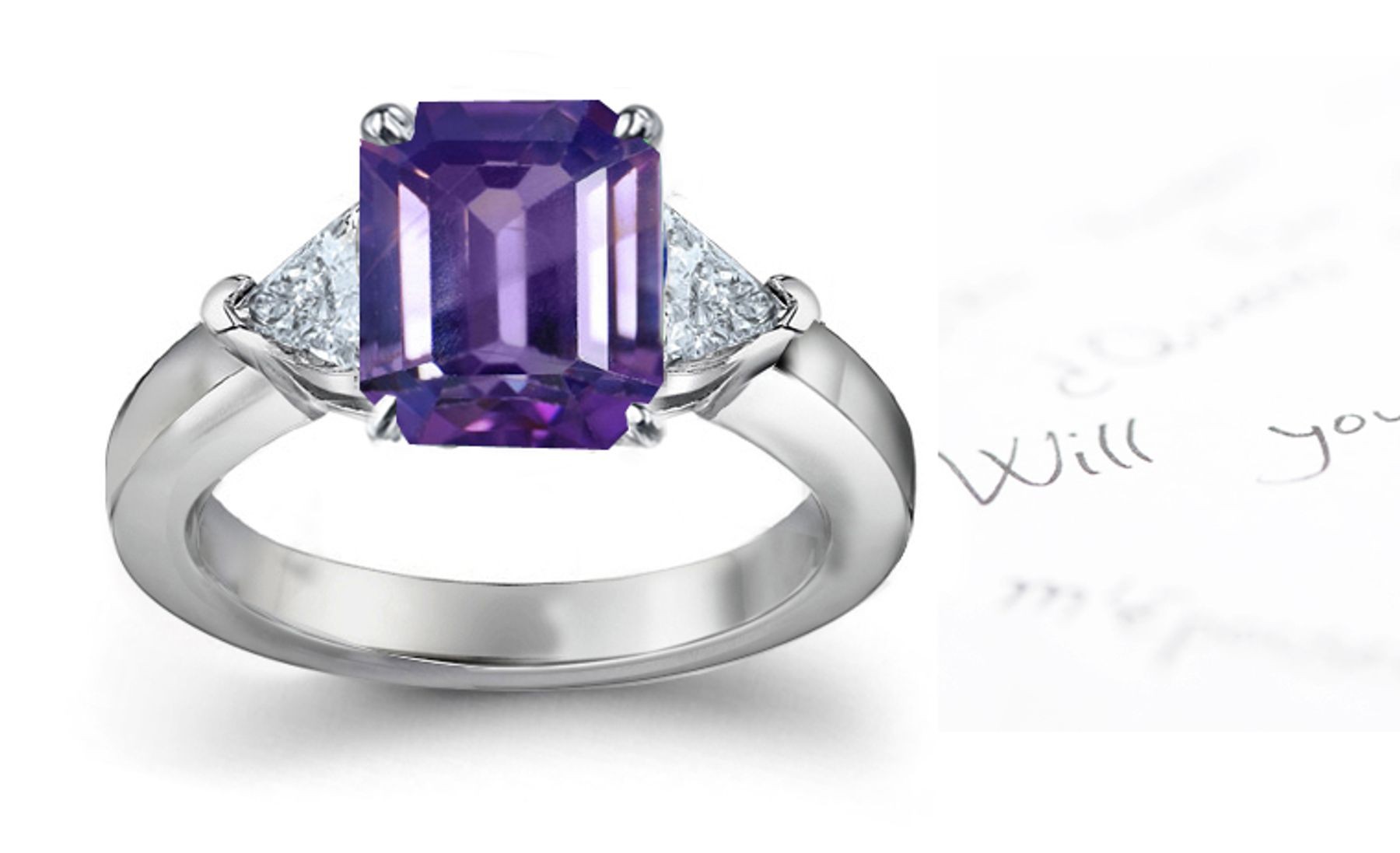 Glittering Purple Sapphire & Sparkling Diamond Engagement Ring