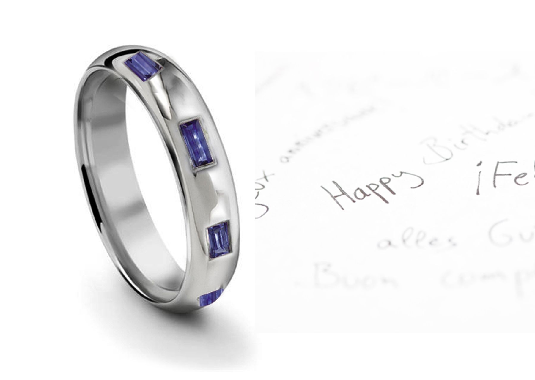 Burnish Set Baguette Sapphire Eternity Ring