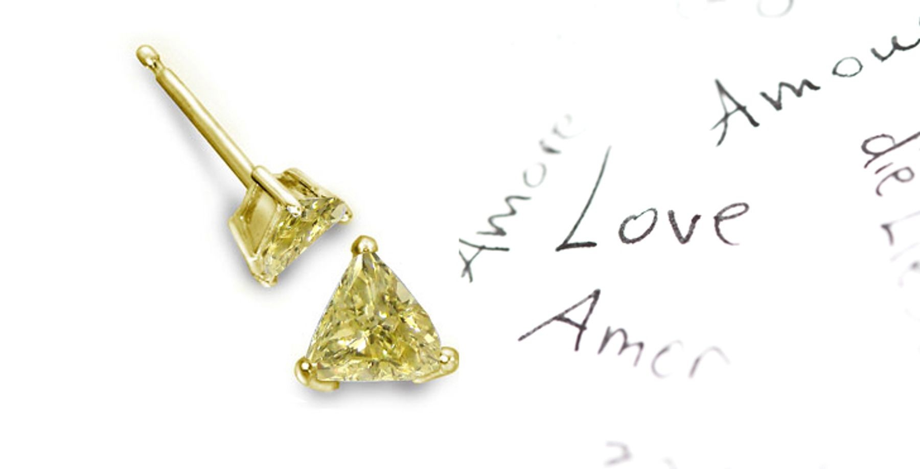 Premier Colored Diamonds Designer Collection - Colored Diamonds & White Diamonds Trillion Yellow Diamond Earrings