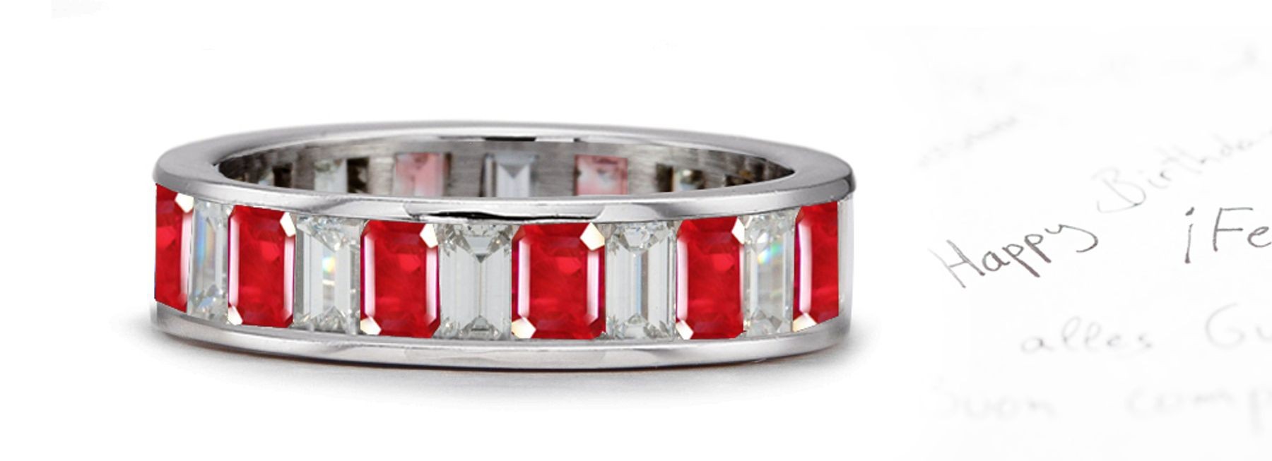 The Talisman Collection: Emerald Cut Diamond & Ruby Eternity Band