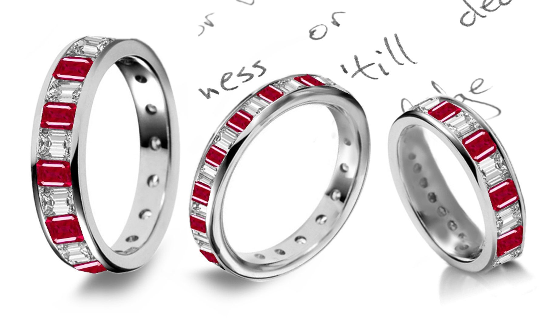 Gem of Gems: Emerald Cut Diamonds & Rubies Eternity Band