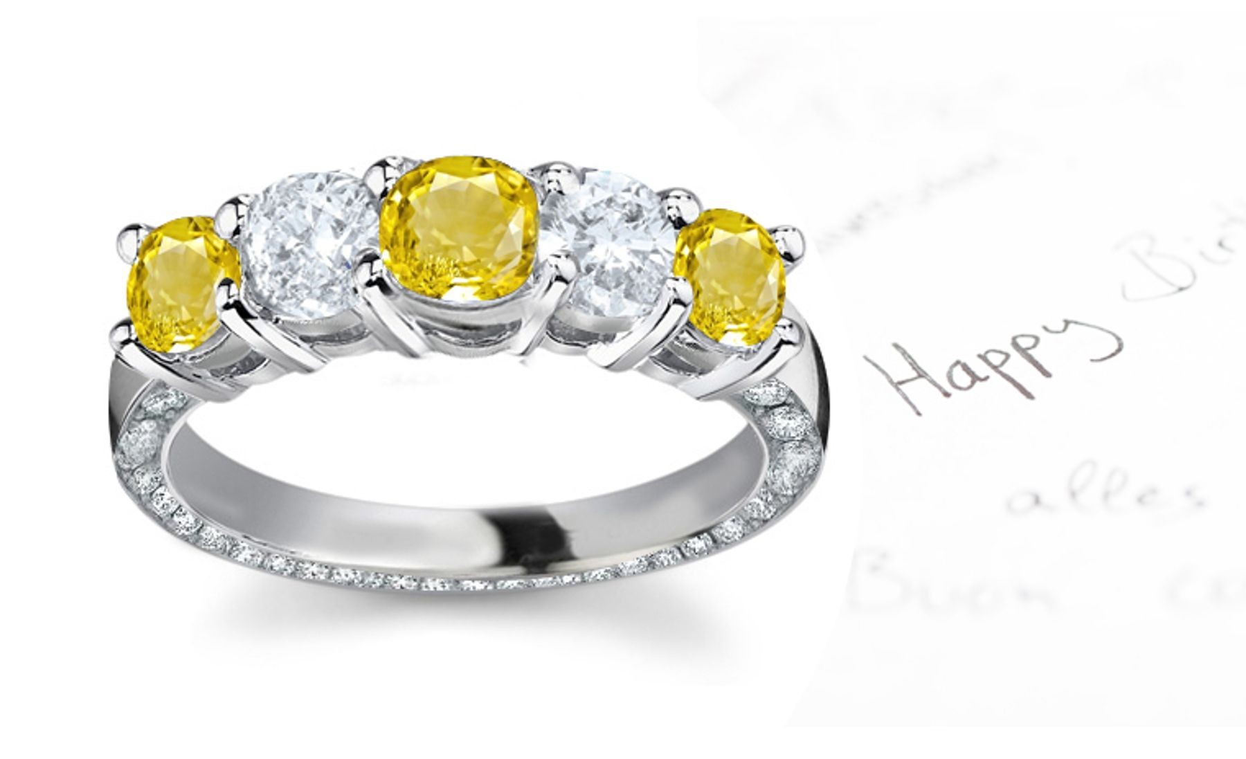 Designer Diamond Yellow Sapphire Eternity Band in Star Lit White Gold